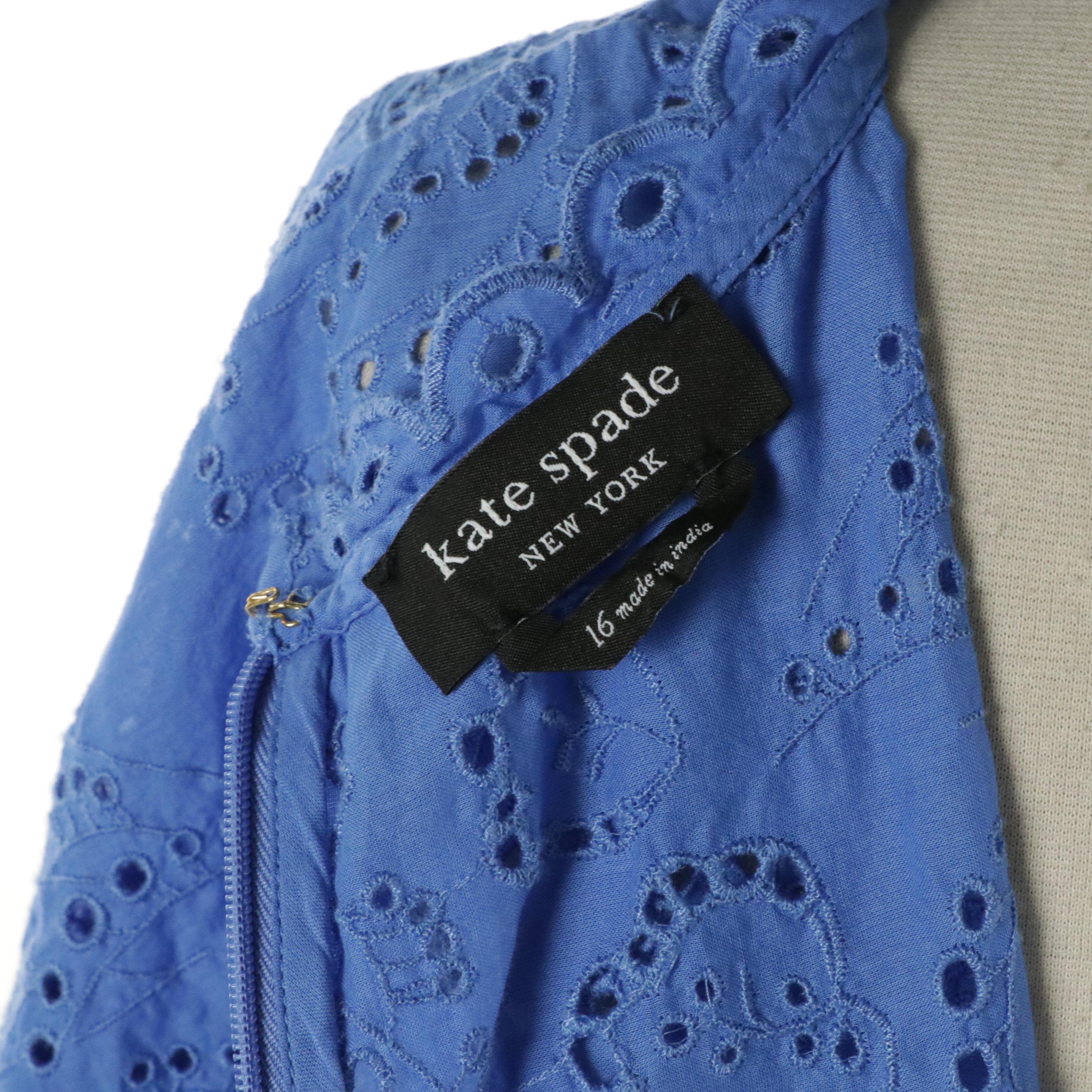 Kate Spade Blue Eyelet Embroidered Dress, Lilly Pulitzer Casual Cotton Dress