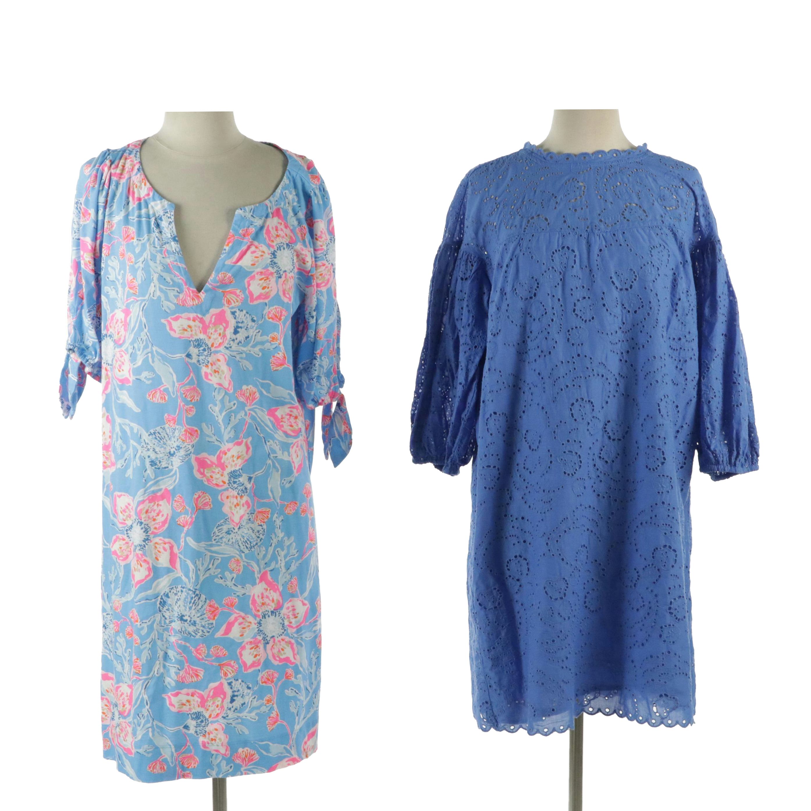 Kate Spade Blue Eyelet Embroidered Dress, Lilly Pulitzer Casual Cotton Dress