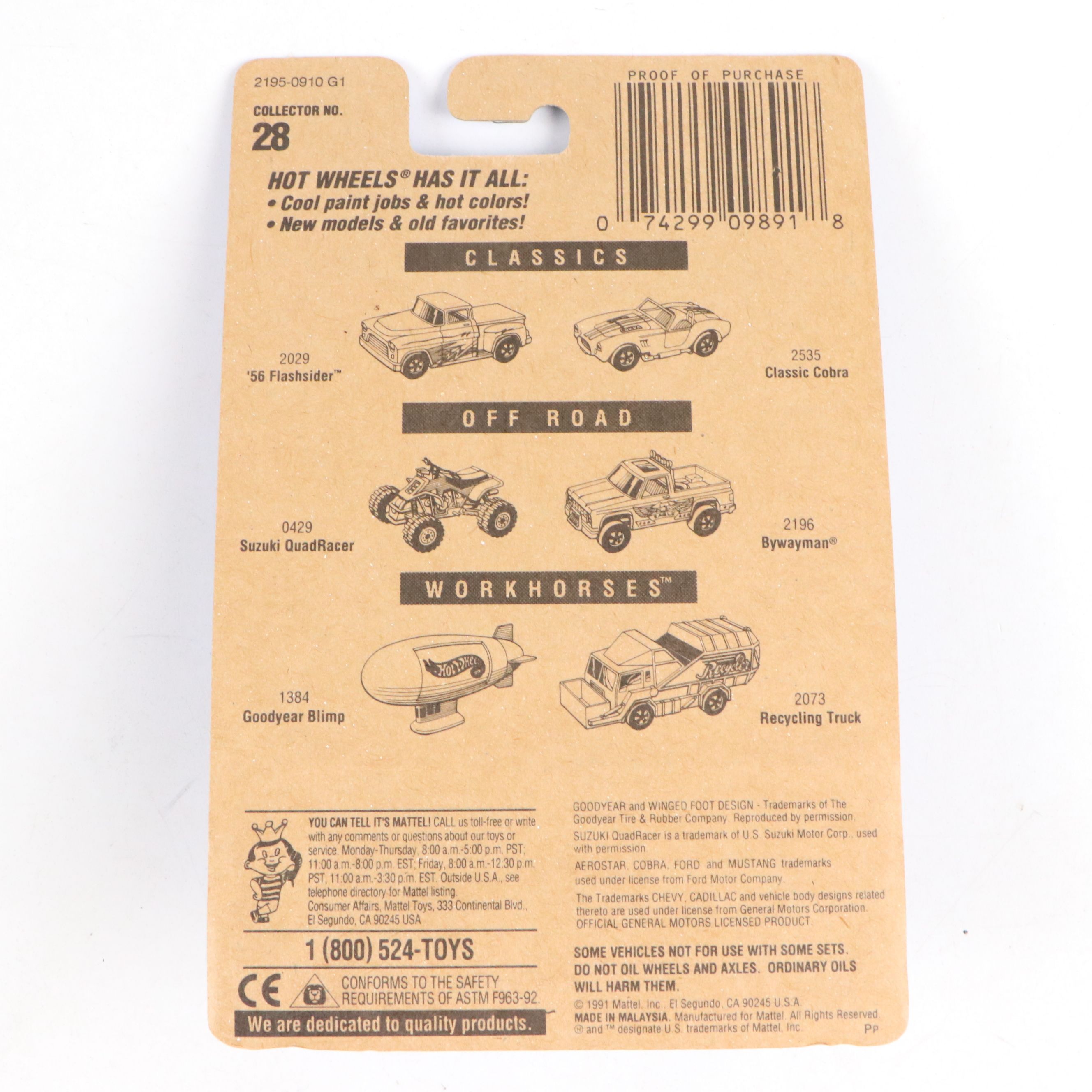 Hot Wheels "Ferrari F40," "Mazda MX-5 Miata" and More Toy Cars, 1991–1992