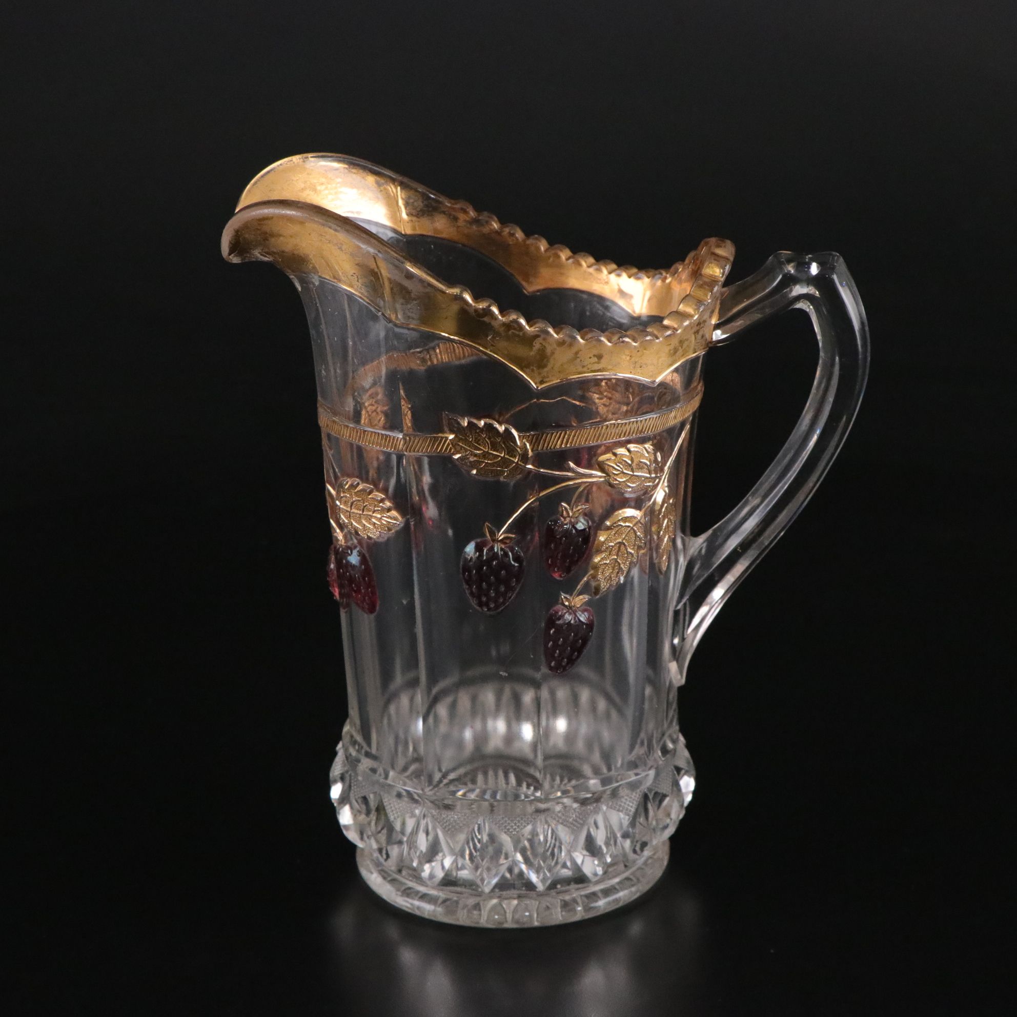 Northwood "Strawberry & Cable Ruby" Pitcher & Tumblers