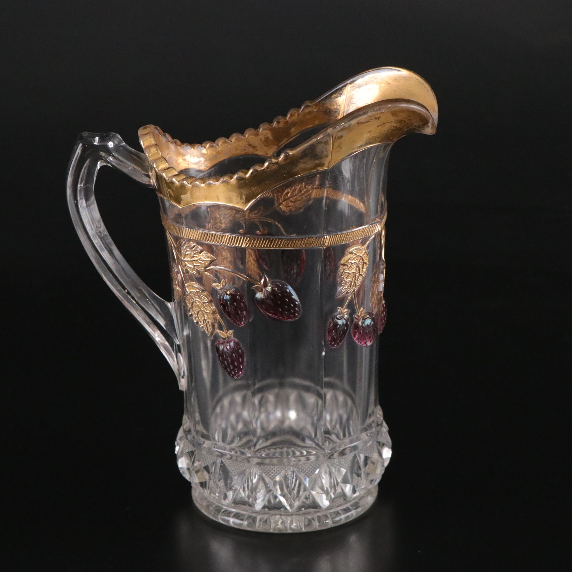 Northwood "Strawberry & Cable Ruby" Pitcher & Tumblers