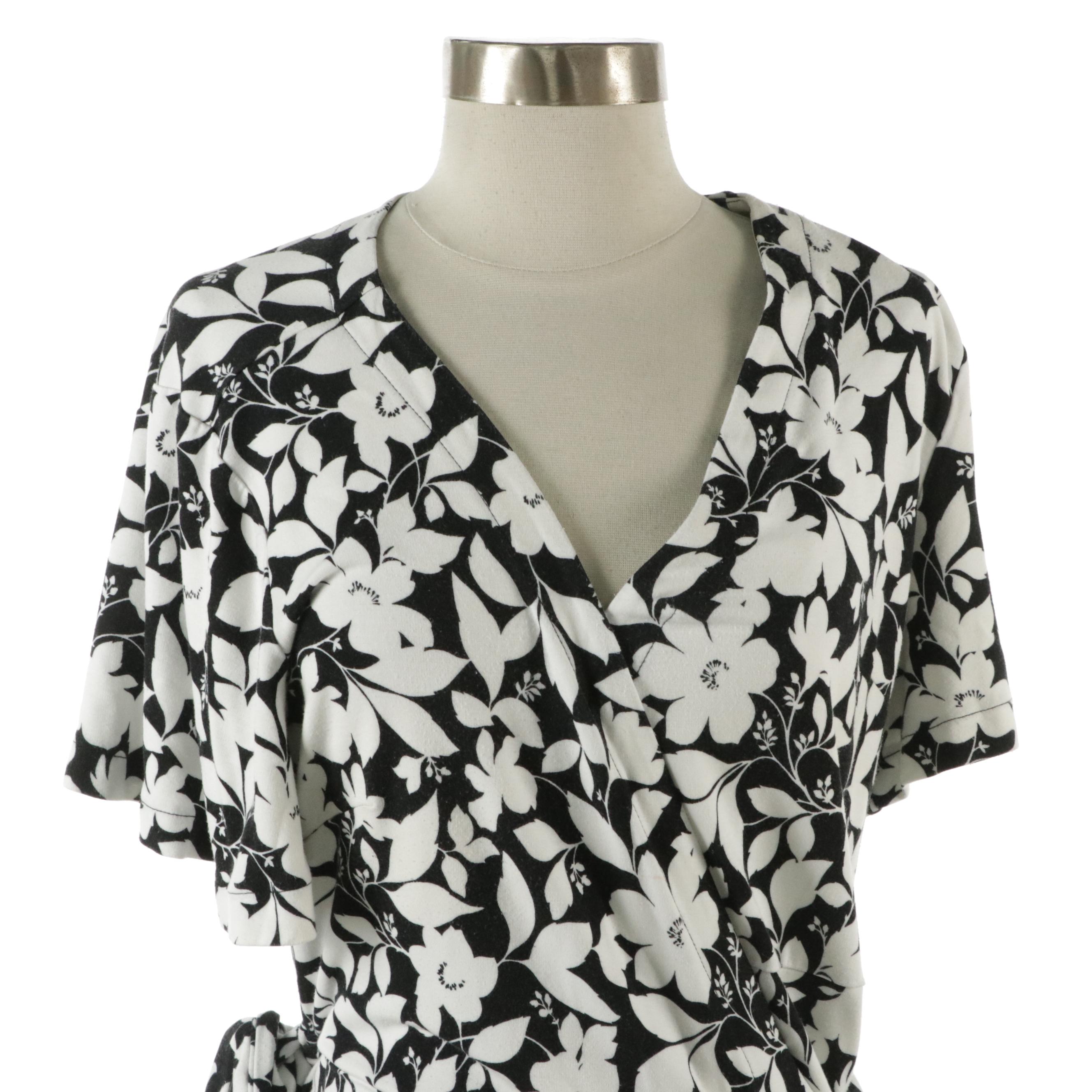 Ann Taylor B&W Floral Cotton Wrap Dress, London Times Pleated Denim Shirt Dress