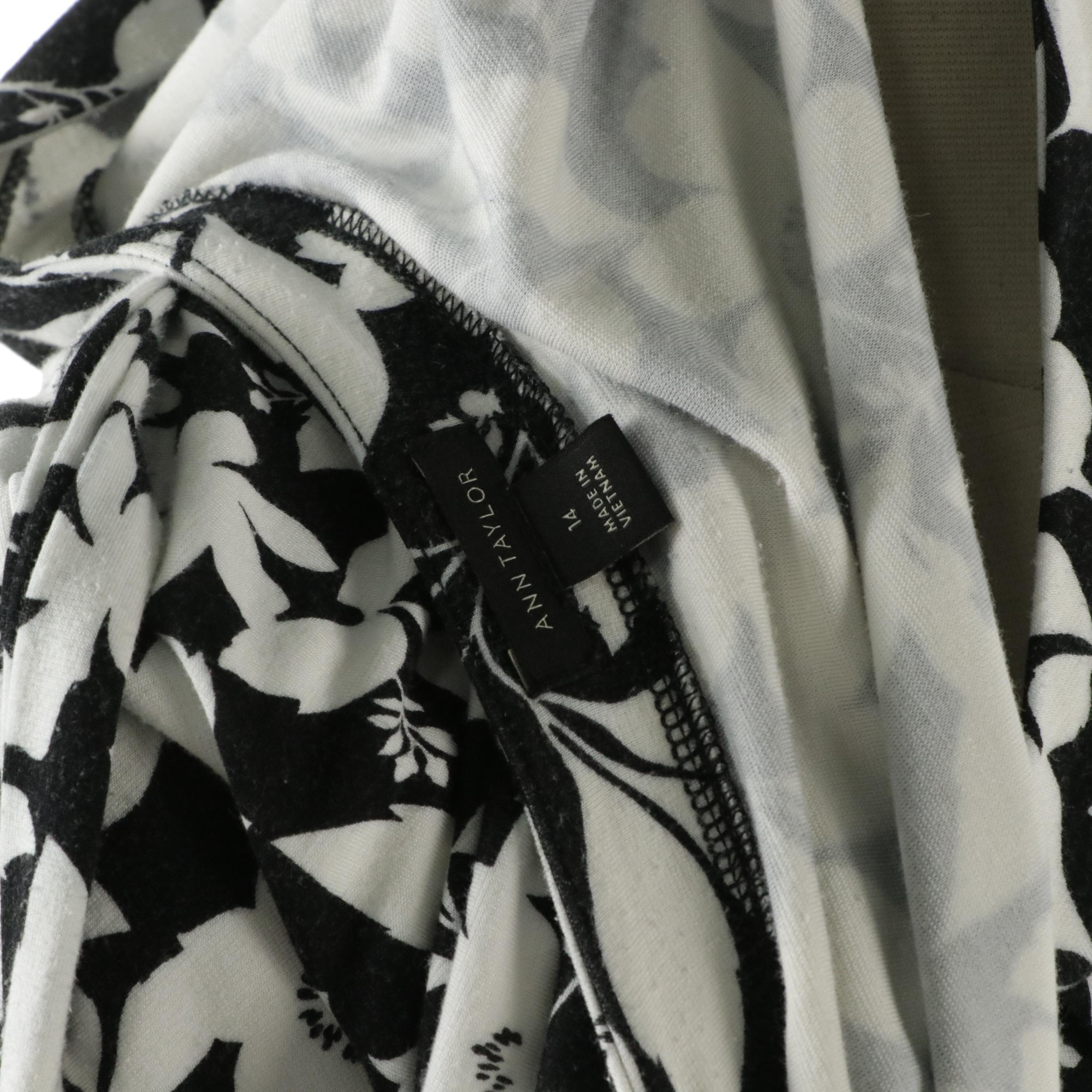 Ann Taylor B&W Floral Cotton Wrap Dress, London Times Pleated Denim Shirt Dress