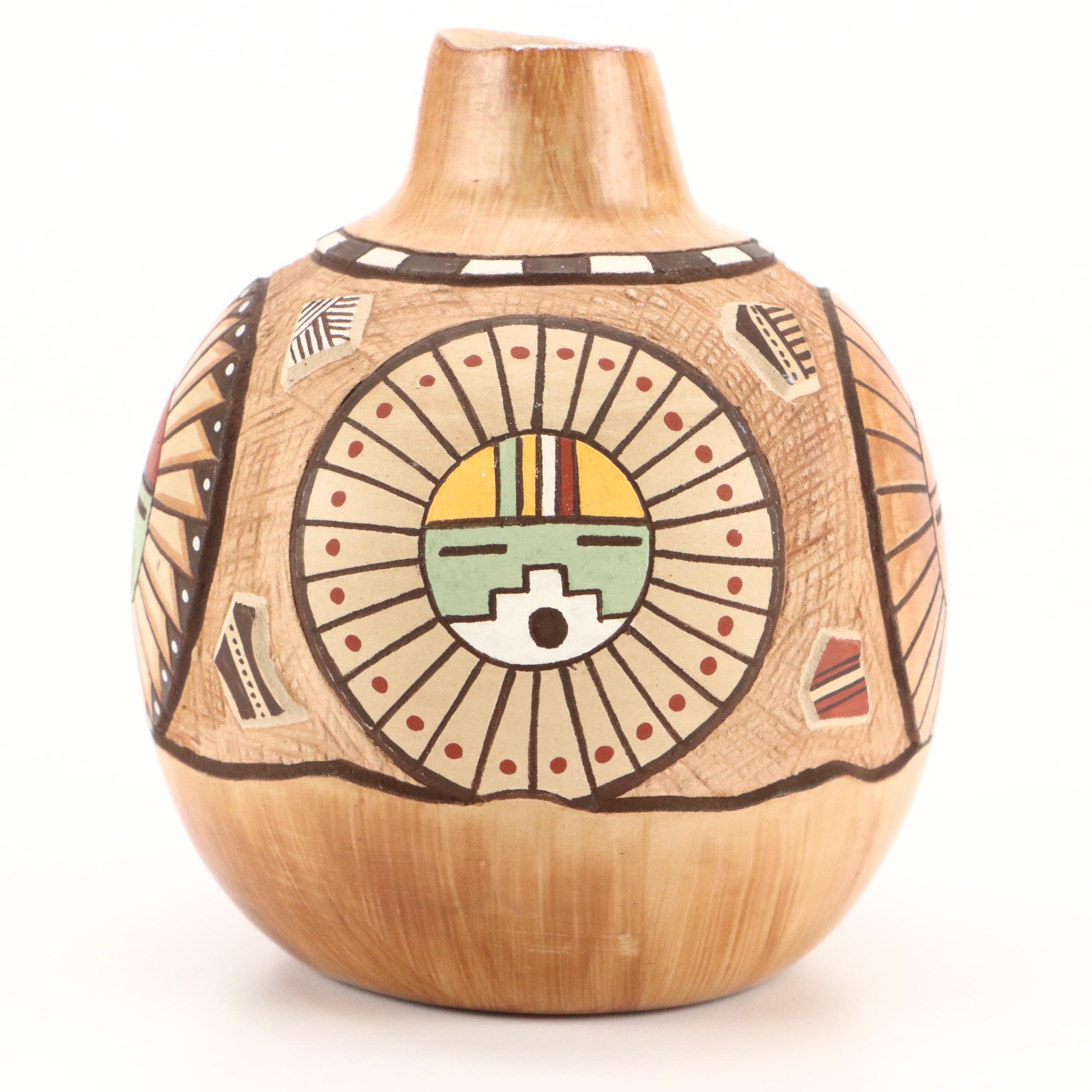 Lawrence Namoki "My Fathers" Hopi Sgraffito Art Pottery Vase
