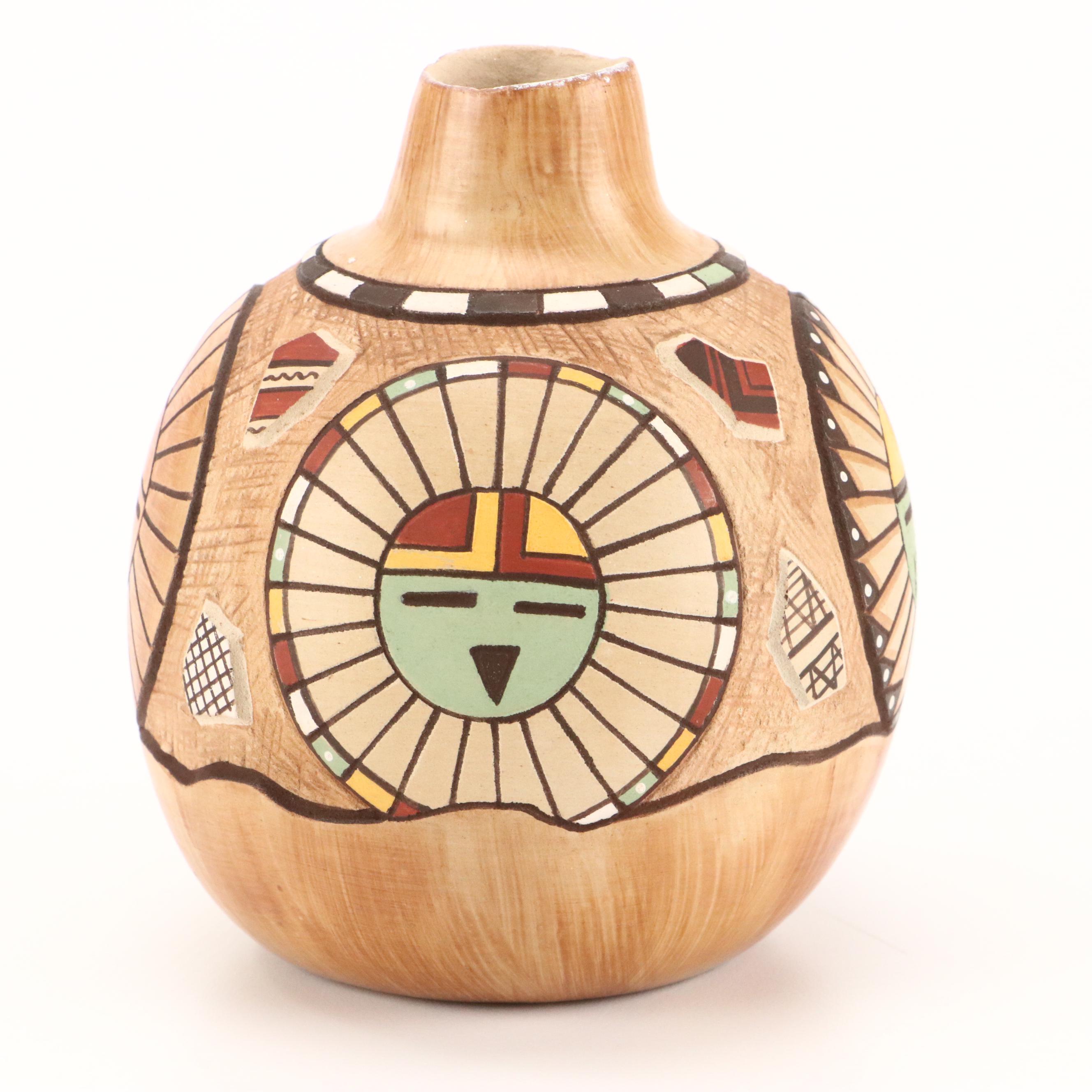 Lawrence Namoki "My Fathers" Hopi Sgraffito Art Pottery Vase
