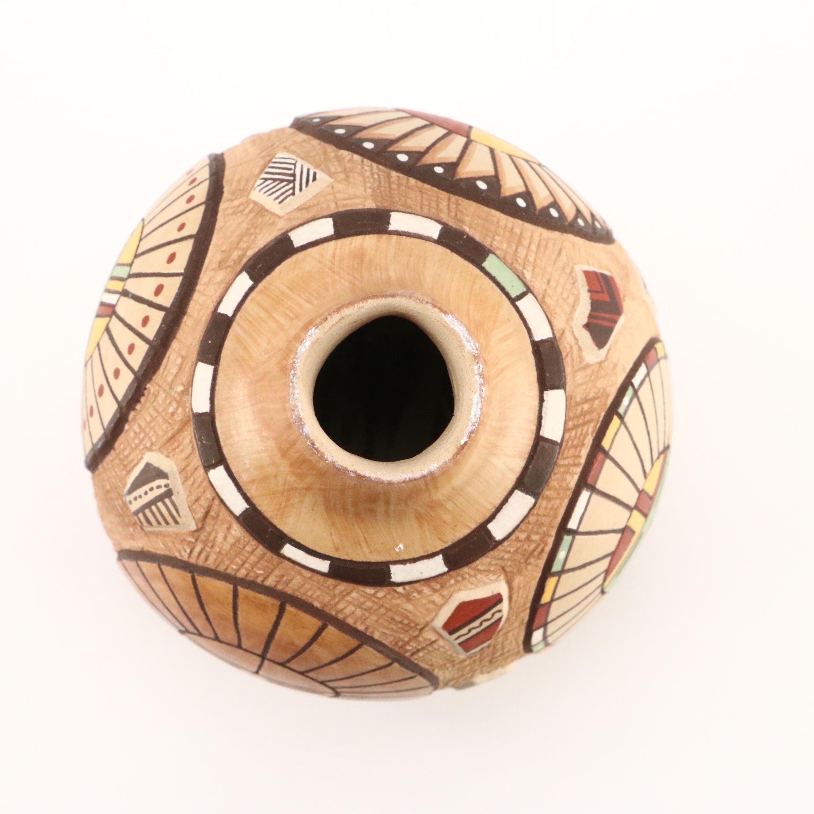 Lawrence Namoki "My Fathers" Hopi Sgraffito Art Pottery Vase