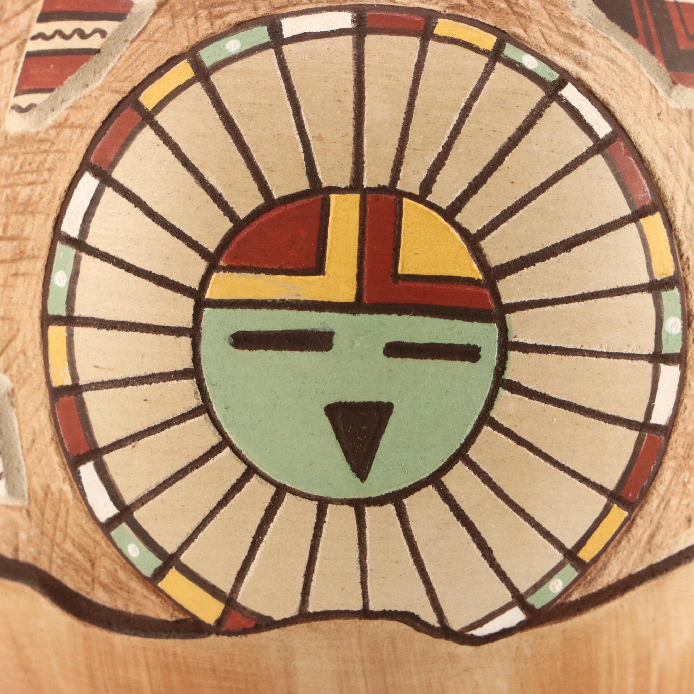 Lawrence Namoki "My Fathers" Hopi Sgraffito Art Pottery Vase