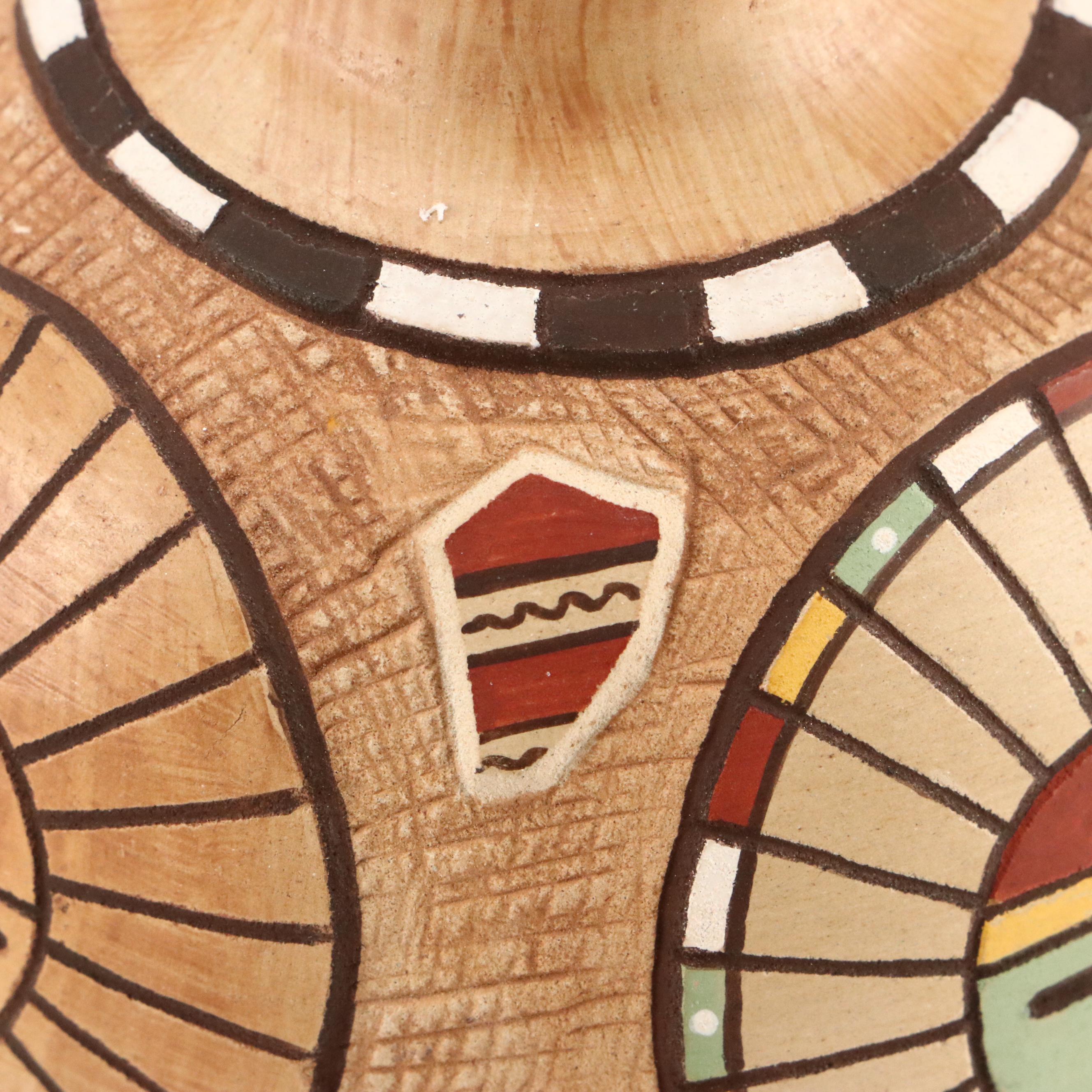 Lawrence Namoki "My Fathers" Hopi Sgraffito Art Pottery Vase