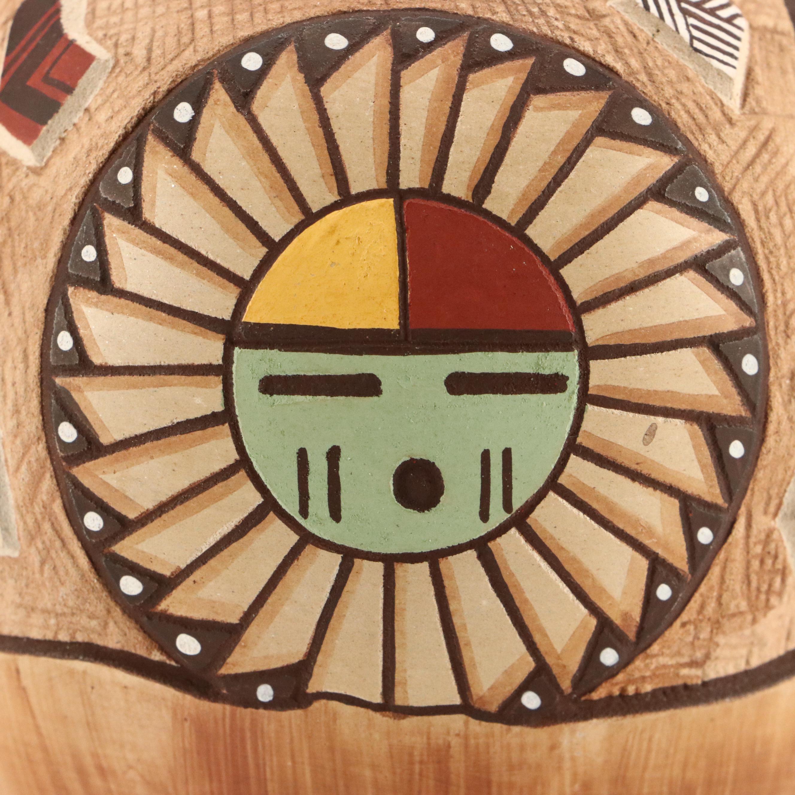 Lawrence Namoki "My Fathers" Hopi Sgraffito Art Pottery Vase