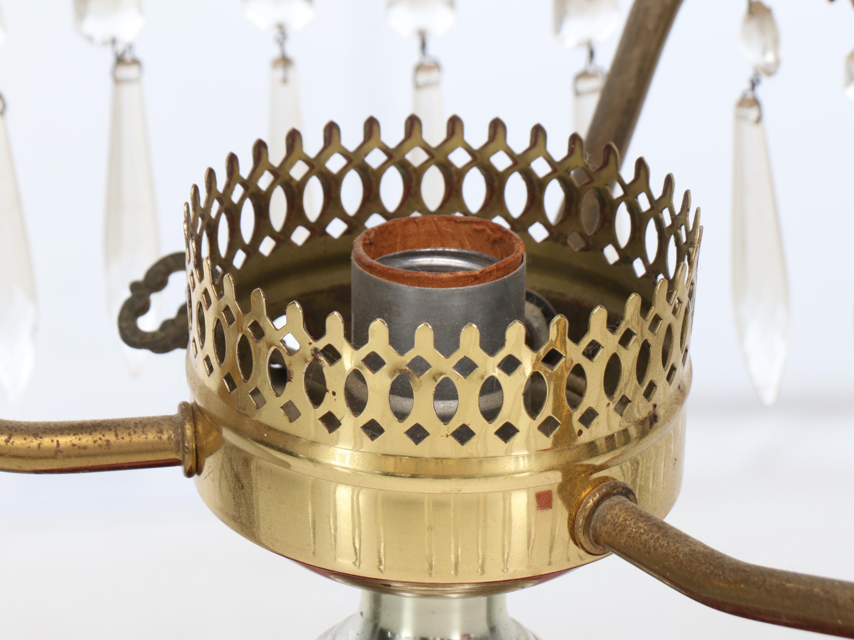 Victorian Style Red Optic Glass Hallway Pendant Lamp, 20th Century