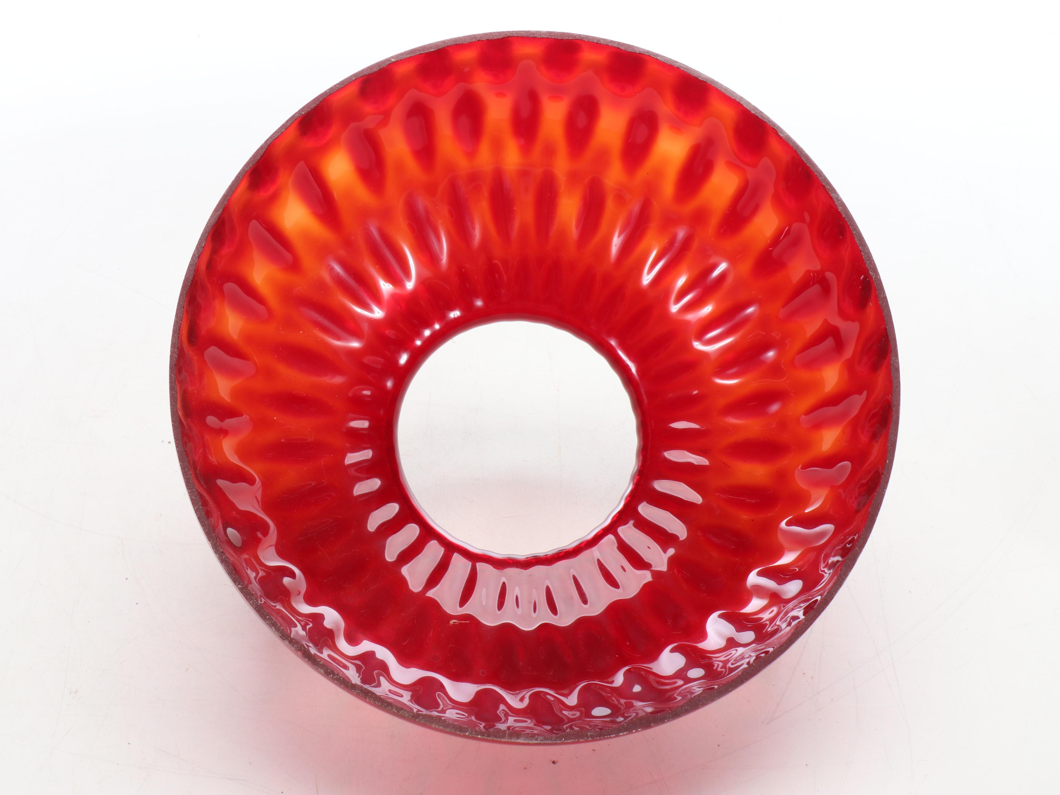 Victorian Style Red Optic Glass Hallway Pendant Lamp, 20th Century