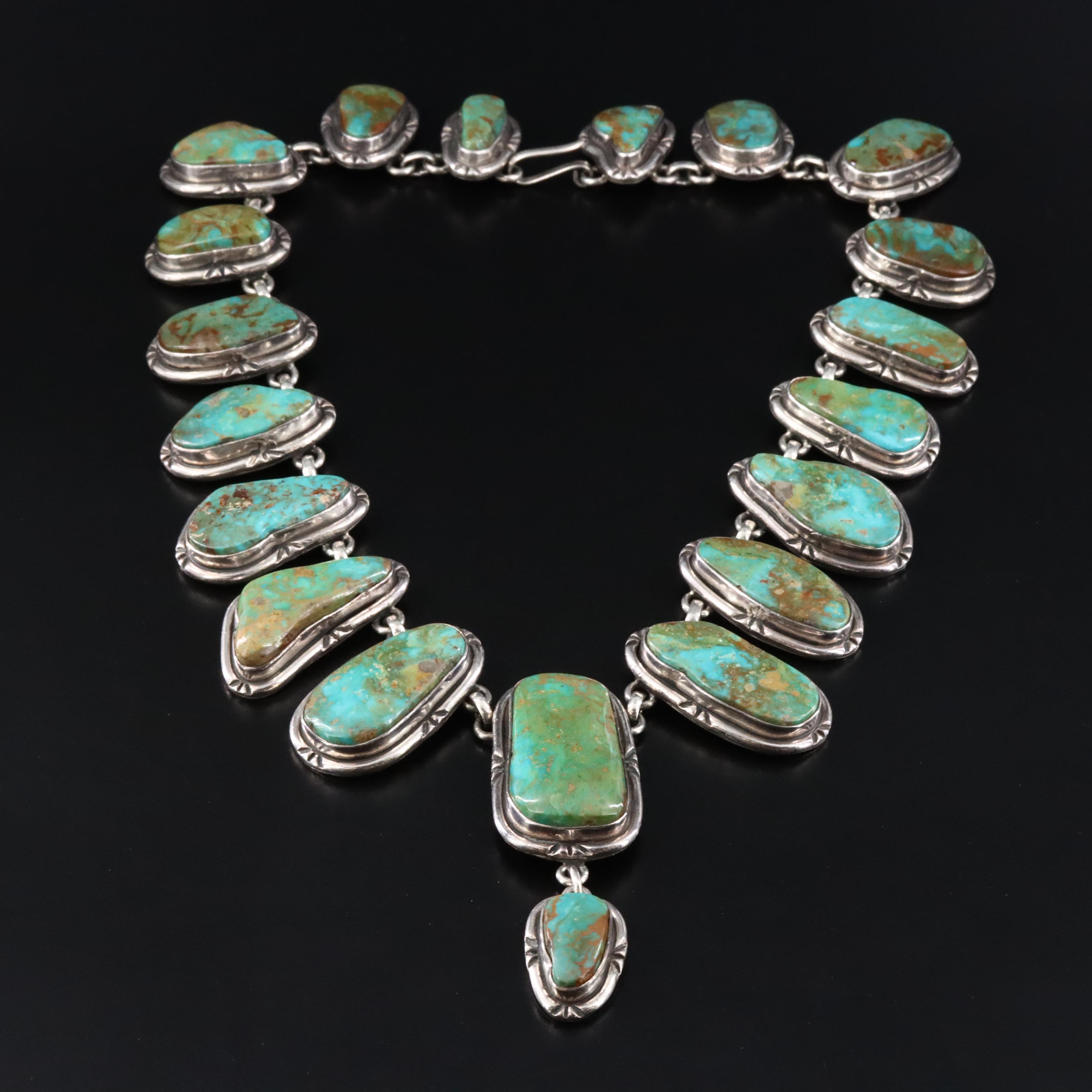 Southwestern Signed Sterling Turquoise Necklace