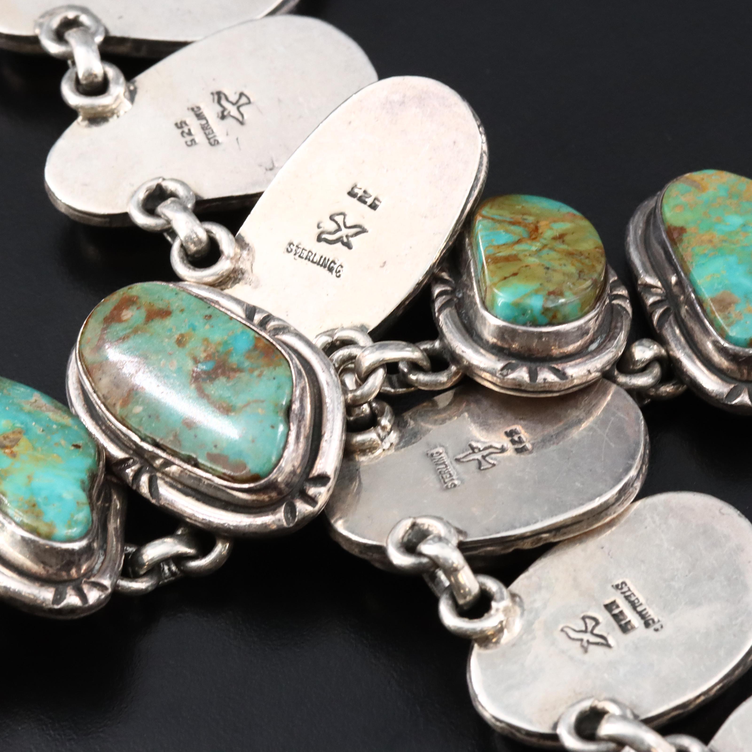 Southwestern Signed Sterling Turquoise Necklace