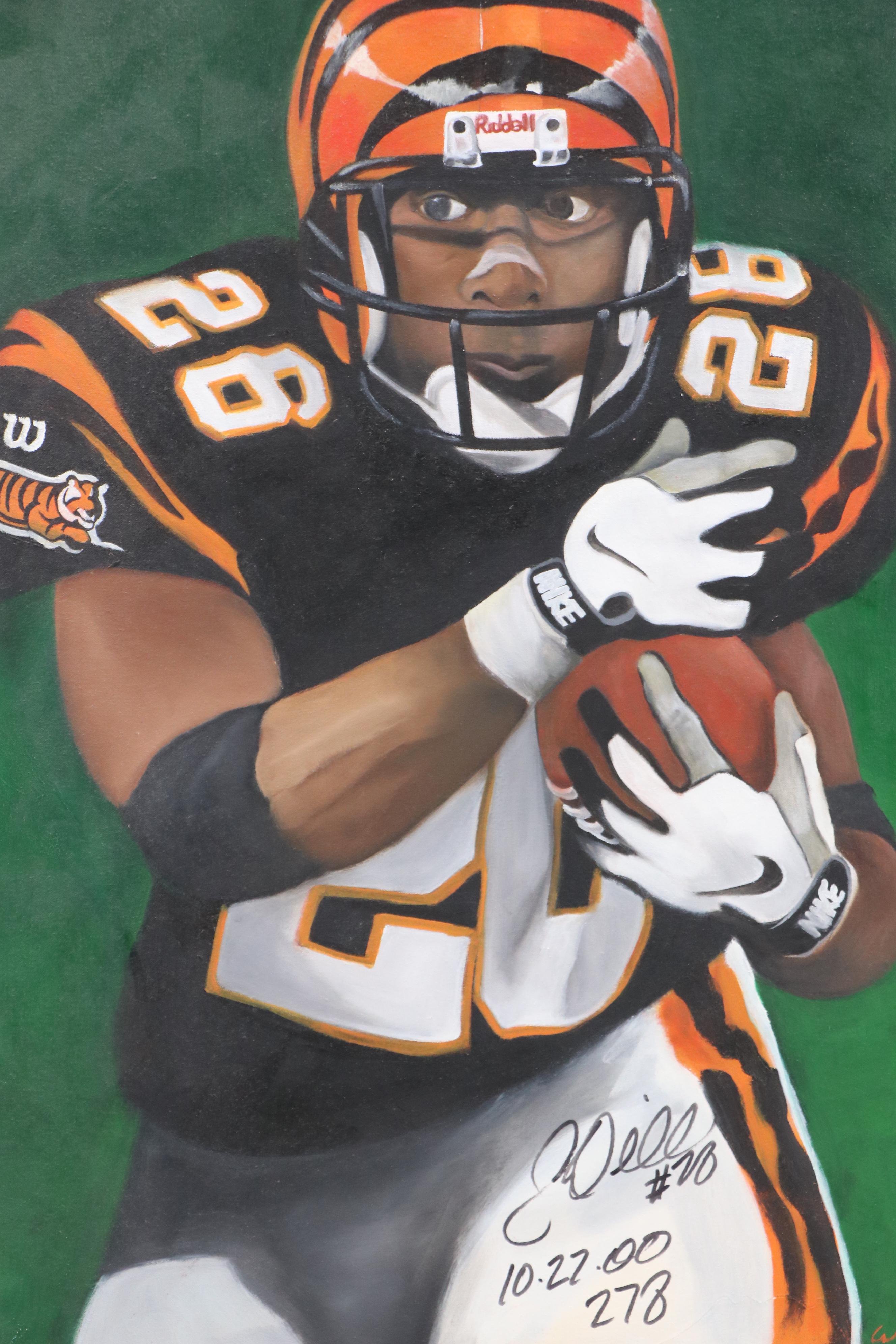 John Wolfer Oil Painting of Bengals Football Player, 1999