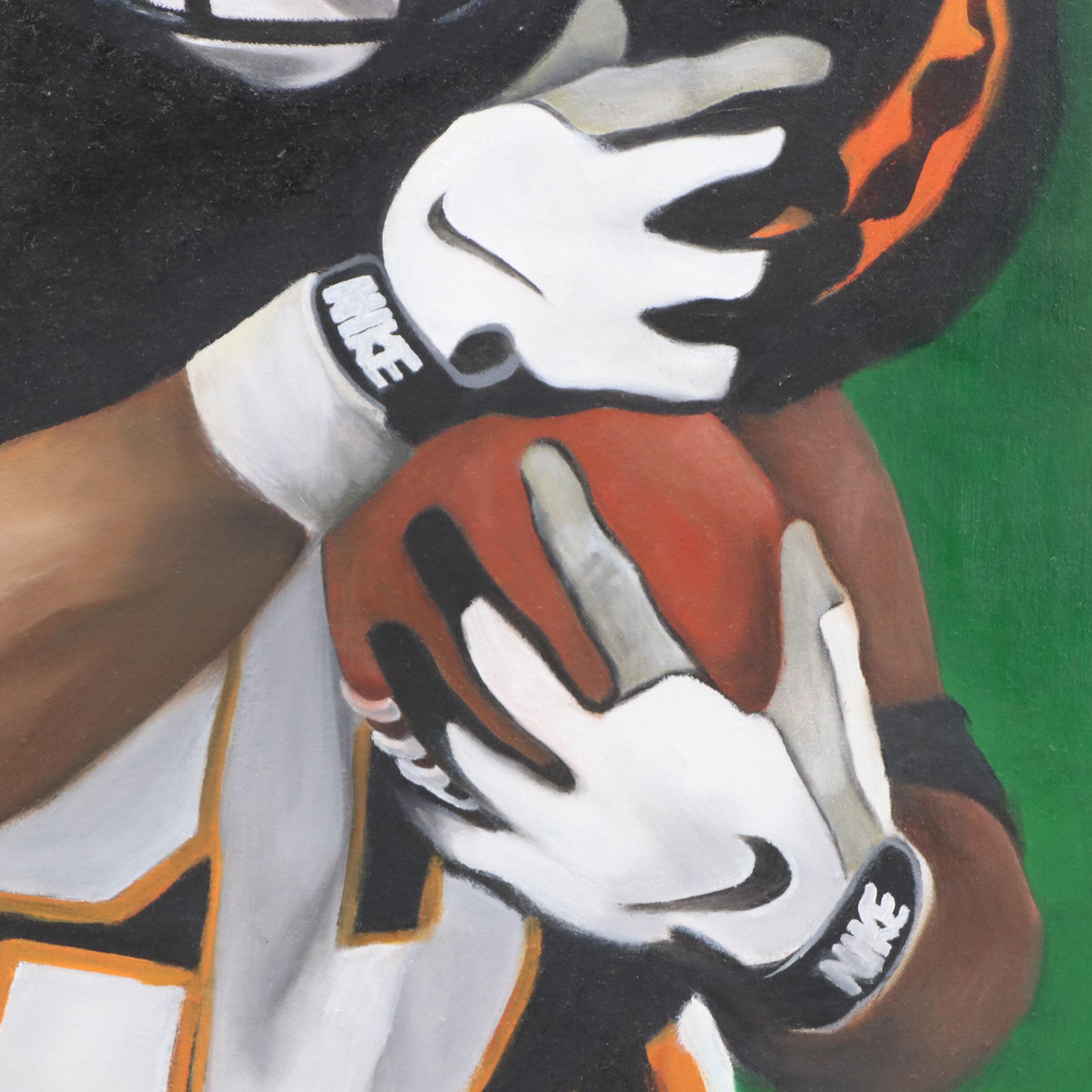 John Wolfer Oil Painting of Bengals Football Player, 1999