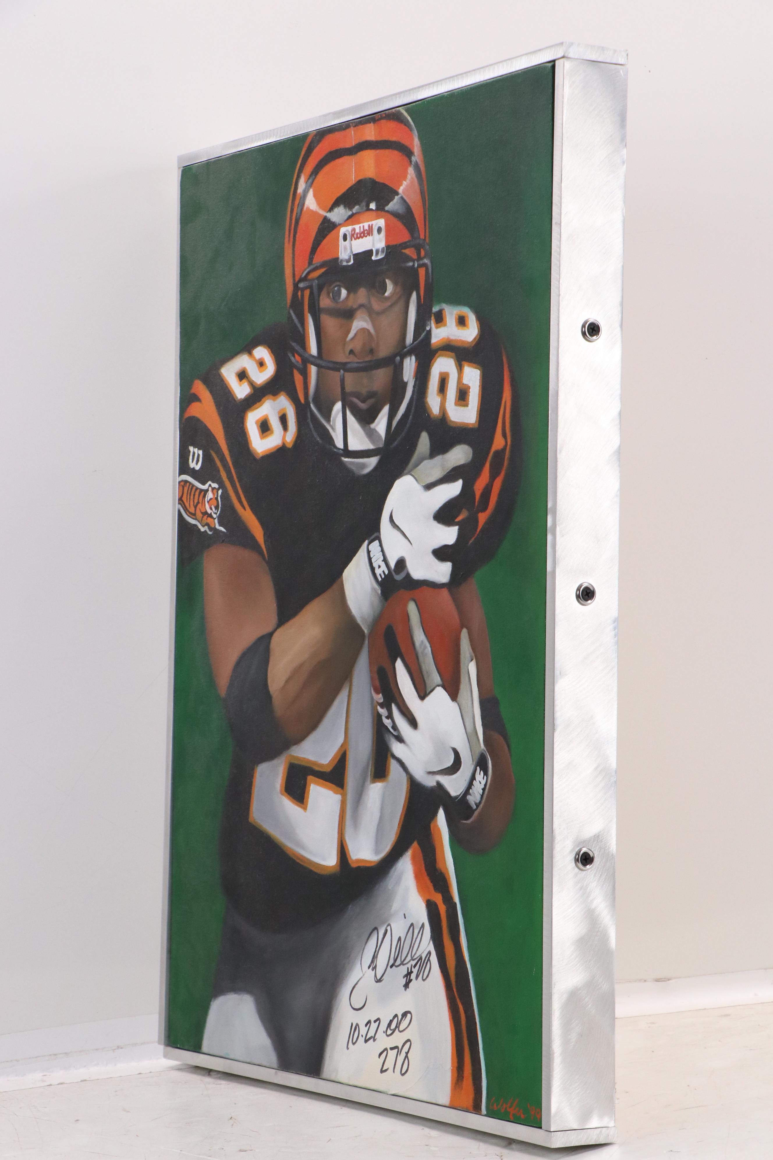 John Wolfer Oil Painting of Bengals Football Player, 1999