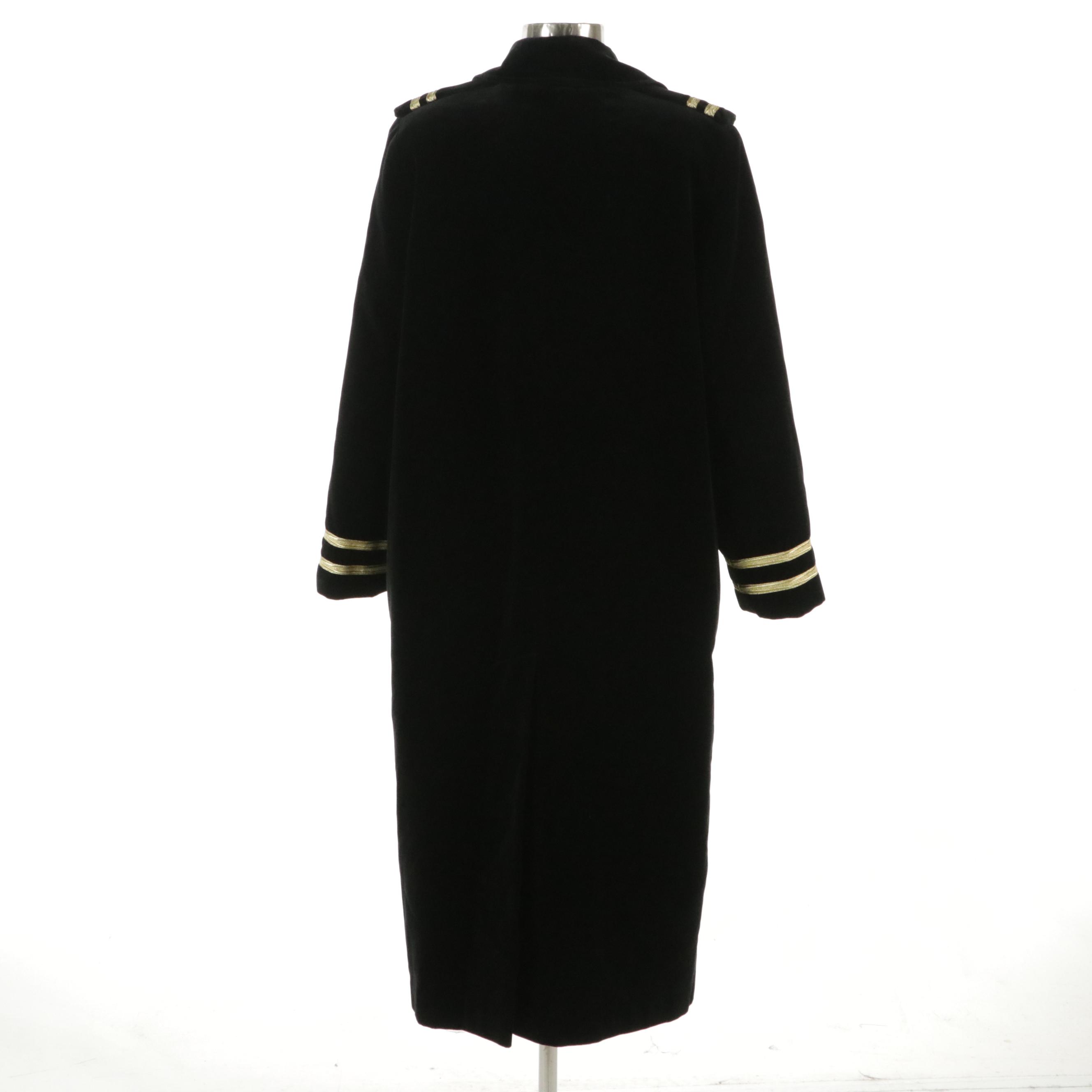 Carol Cohen for Drizzle Military Style Double-Breasted Cotton Velveteen Coat