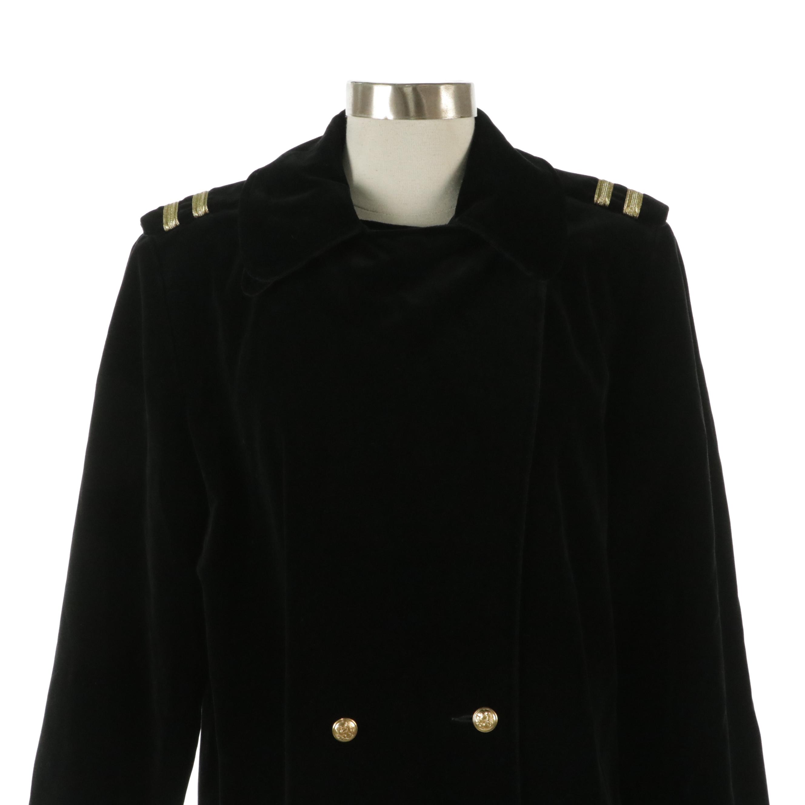 Carol Cohen for Drizzle Military Style Double-Breasted Cotton Velveteen Coat