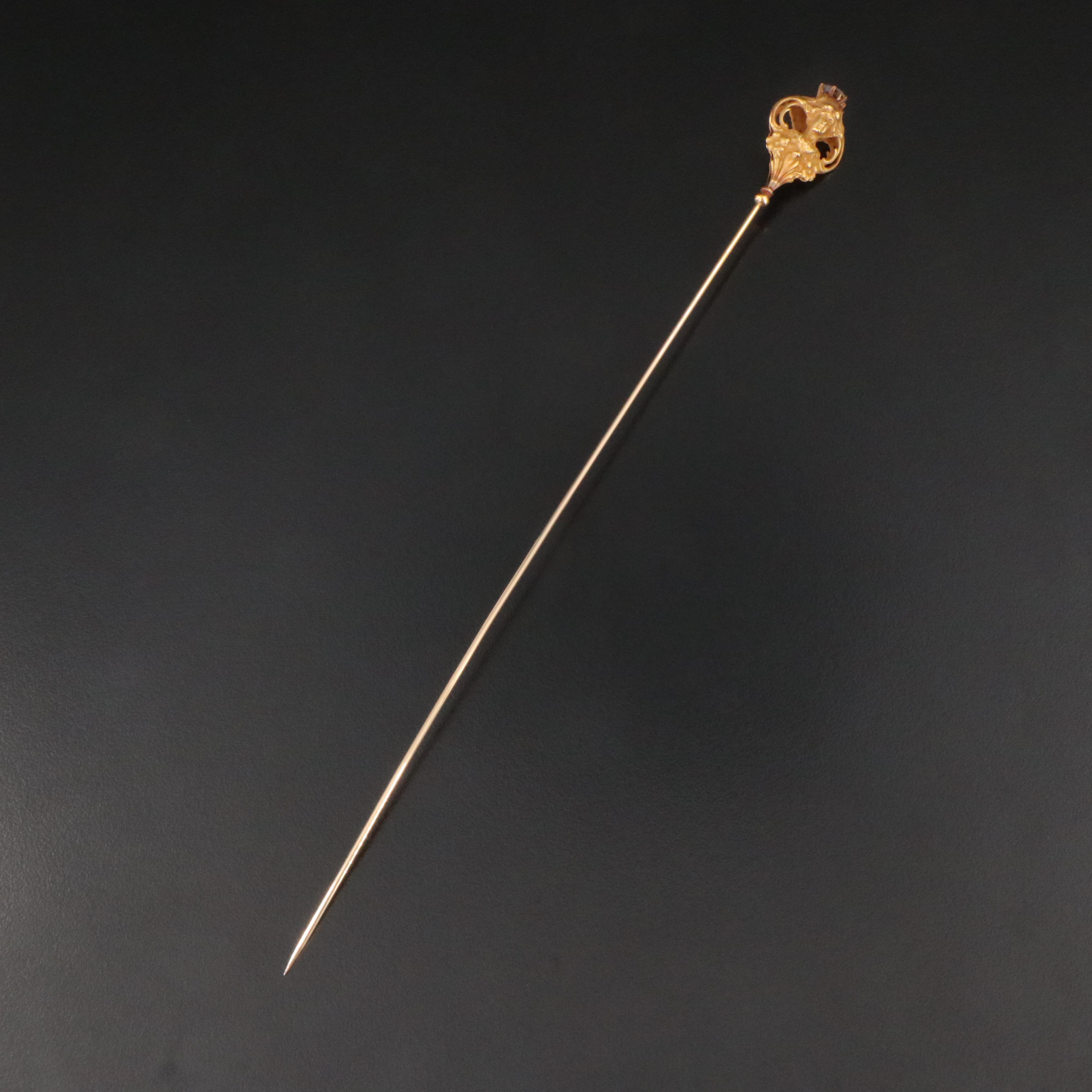 Art Nouveau 14K Zircon Hat Pin