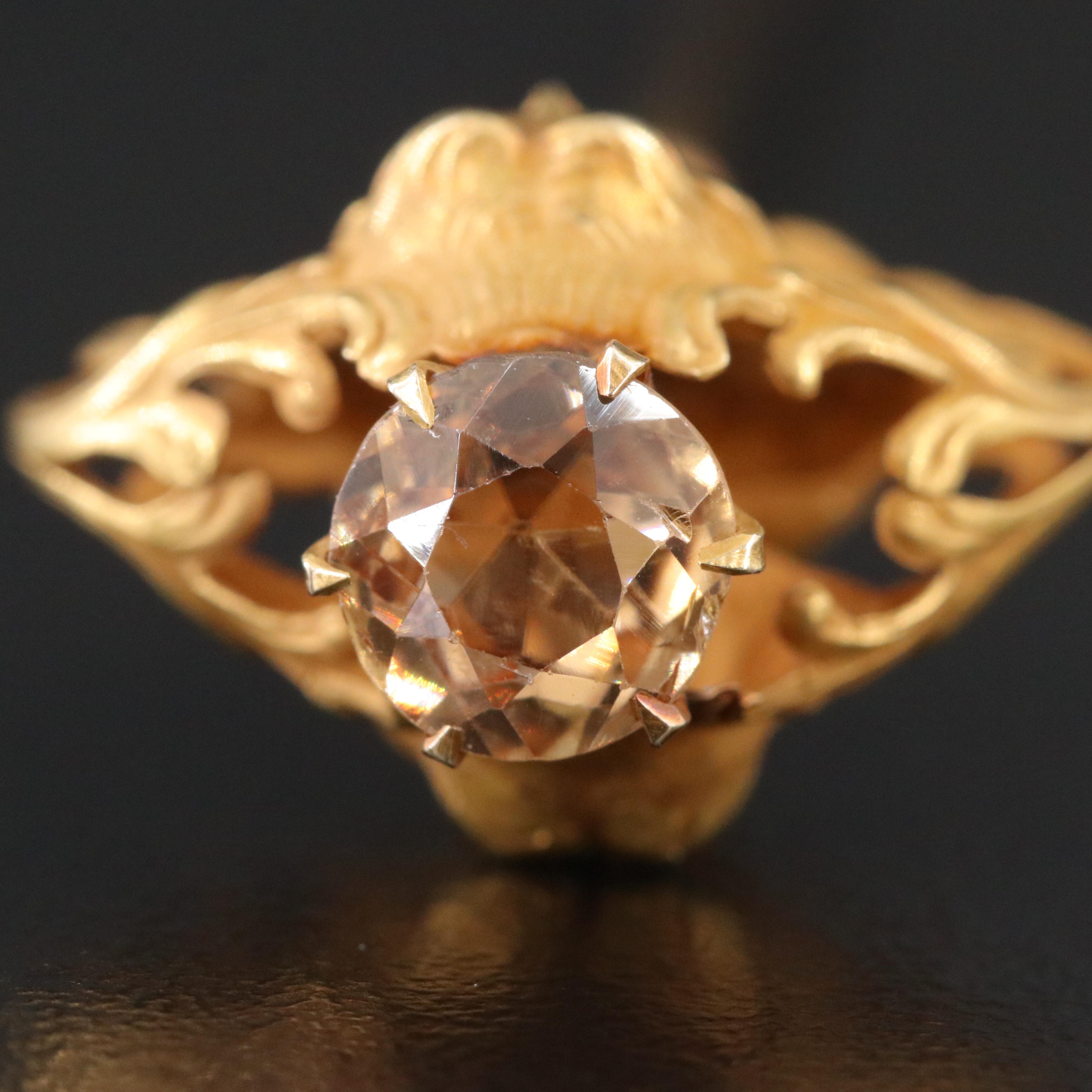 Art Nouveau 14K Zircon Hat Pin