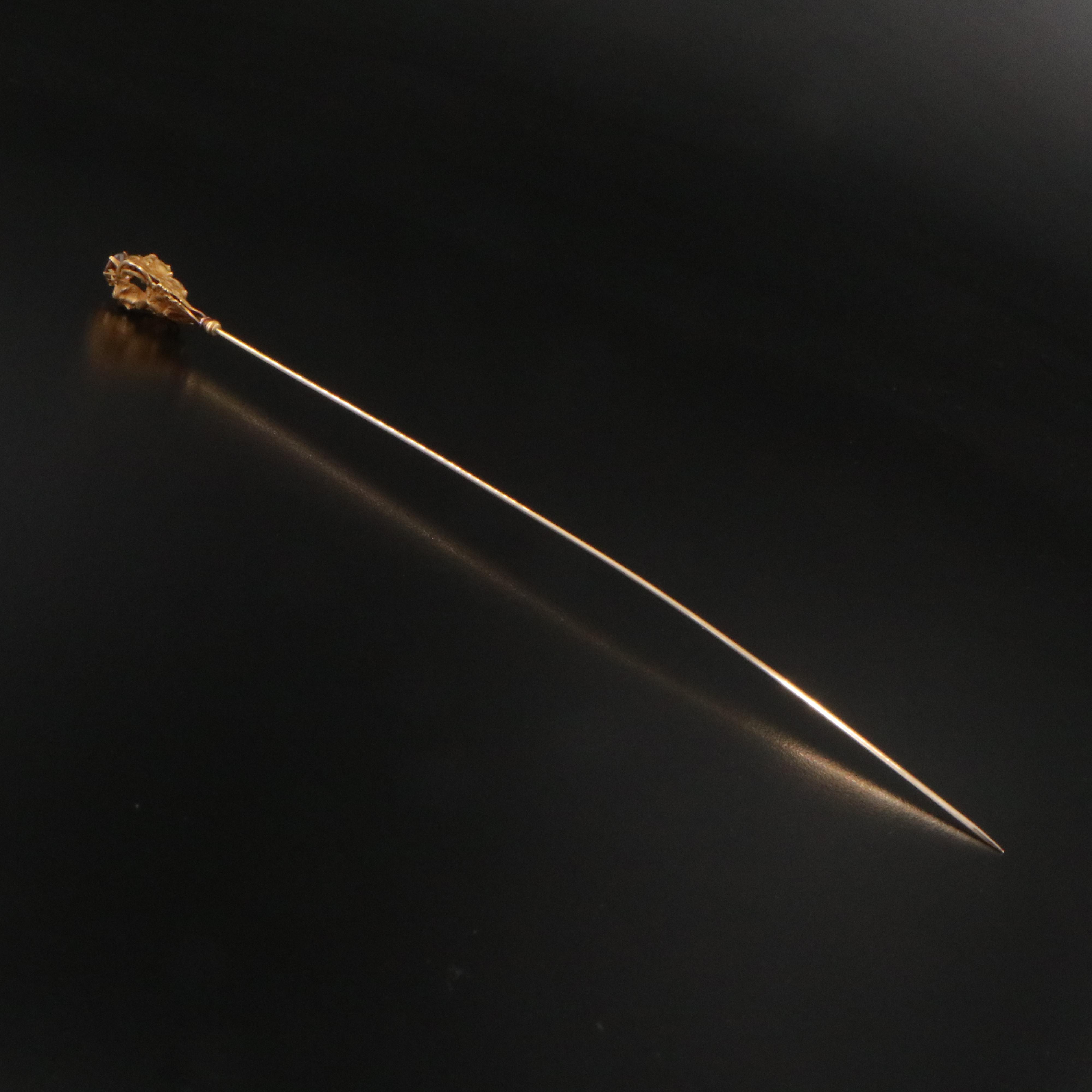 Art Nouveau 14K Zircon Hat Pin