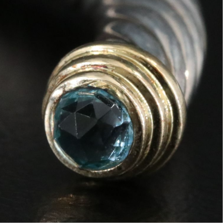 David Yurman Sterling and Blue Topaz Cable Cuff Bracelet with 14K Accents