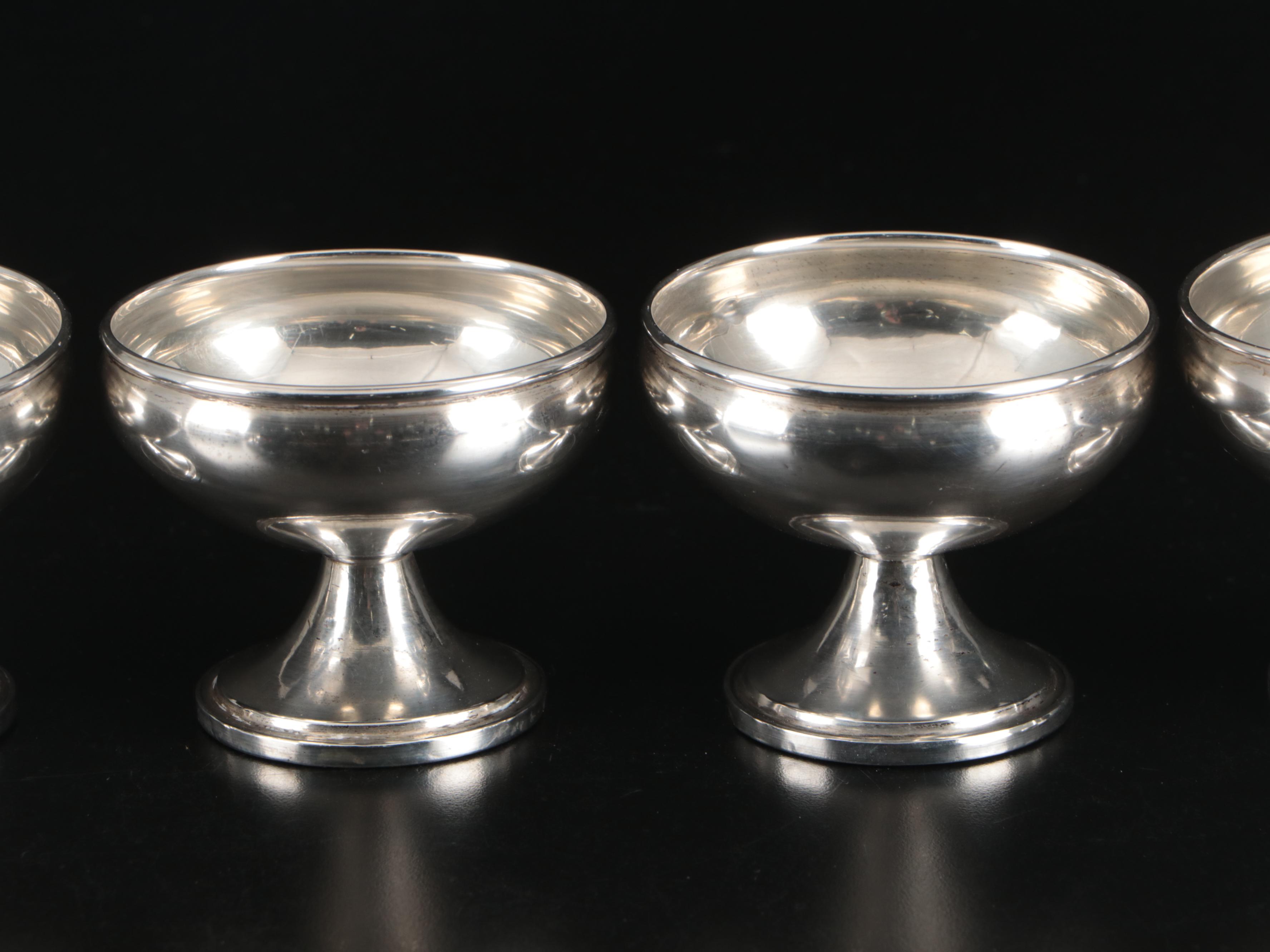 Art Deco Style Sterling Silver Footed Dessert Cups, Early to Mid-20th Century
