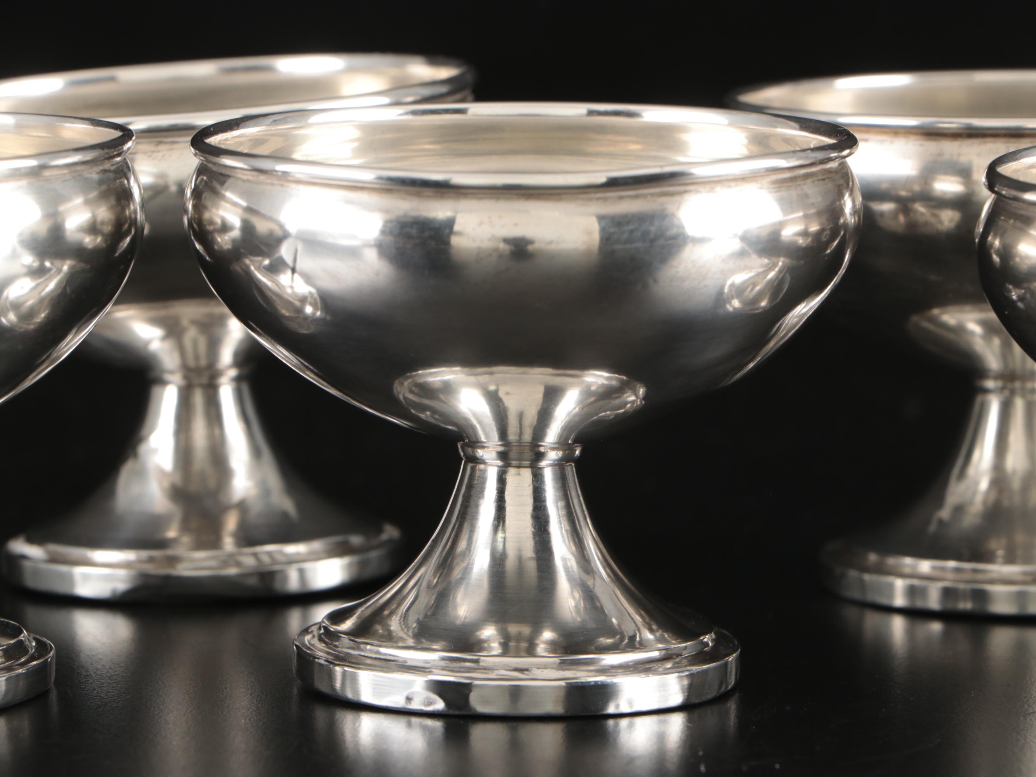 Art Deco Style Sterling Silver Footed Dessert Cups, Early to Mid-20th Century