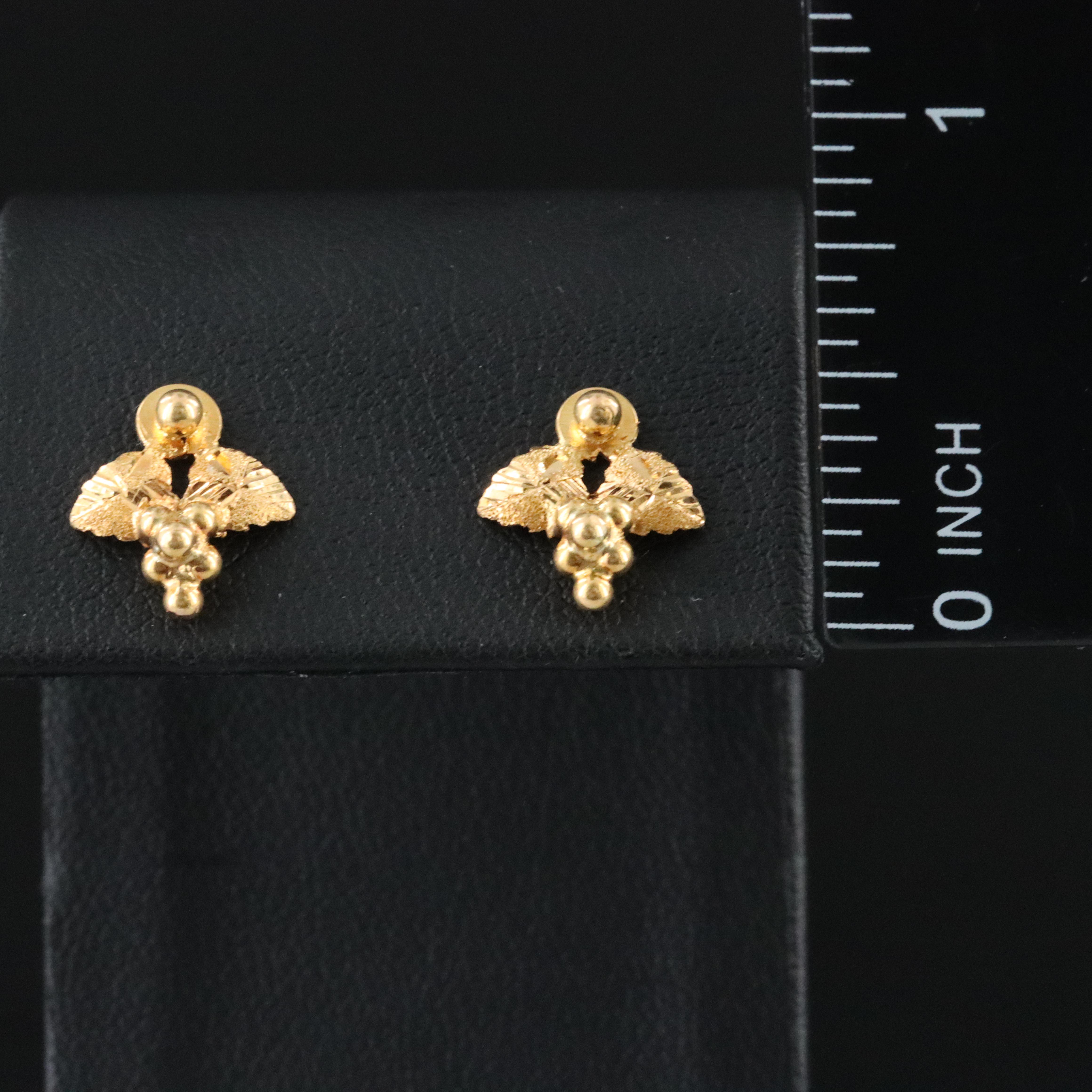 18K Grape Leaf Stud Earrings