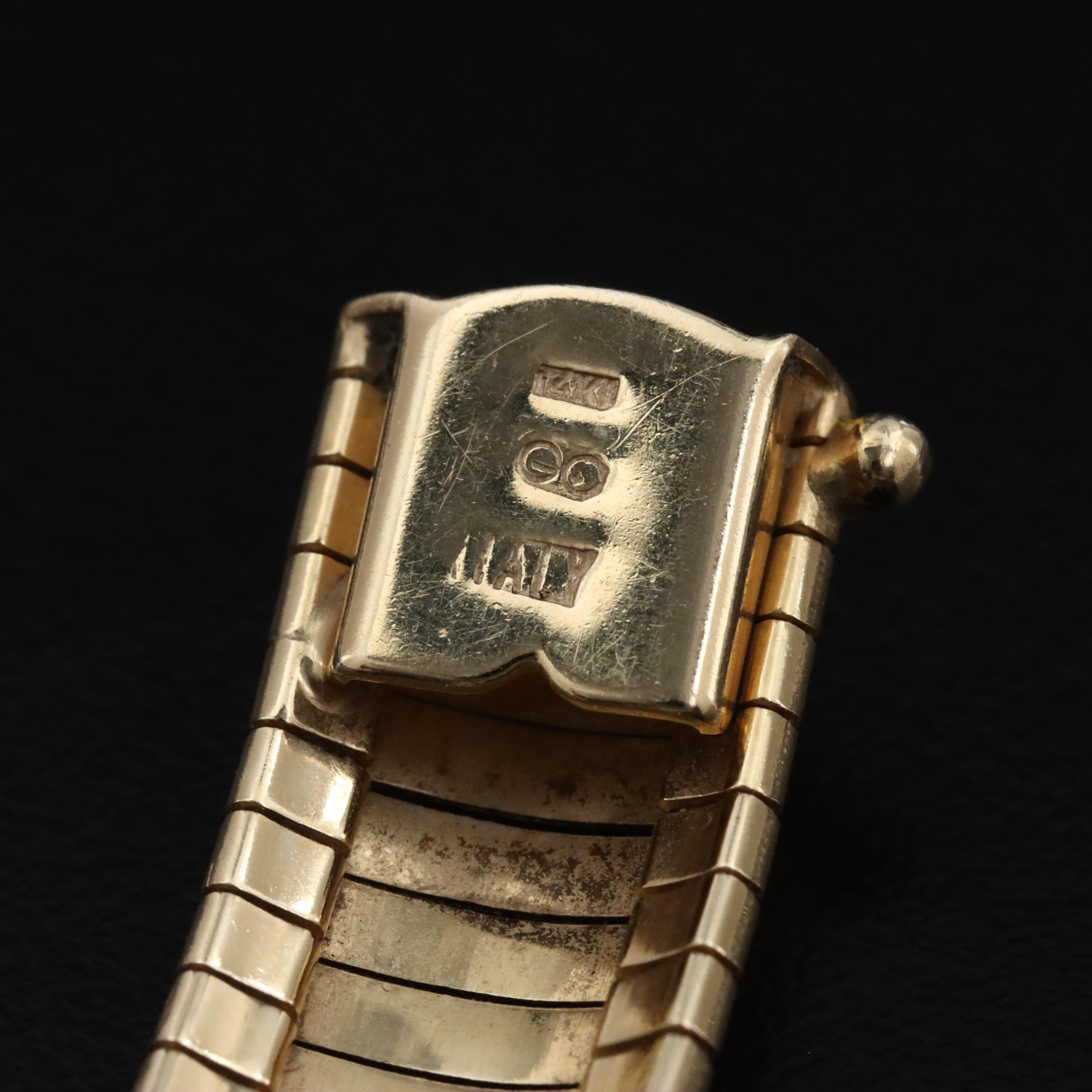 14K Pattered Omega Chain Bracelet