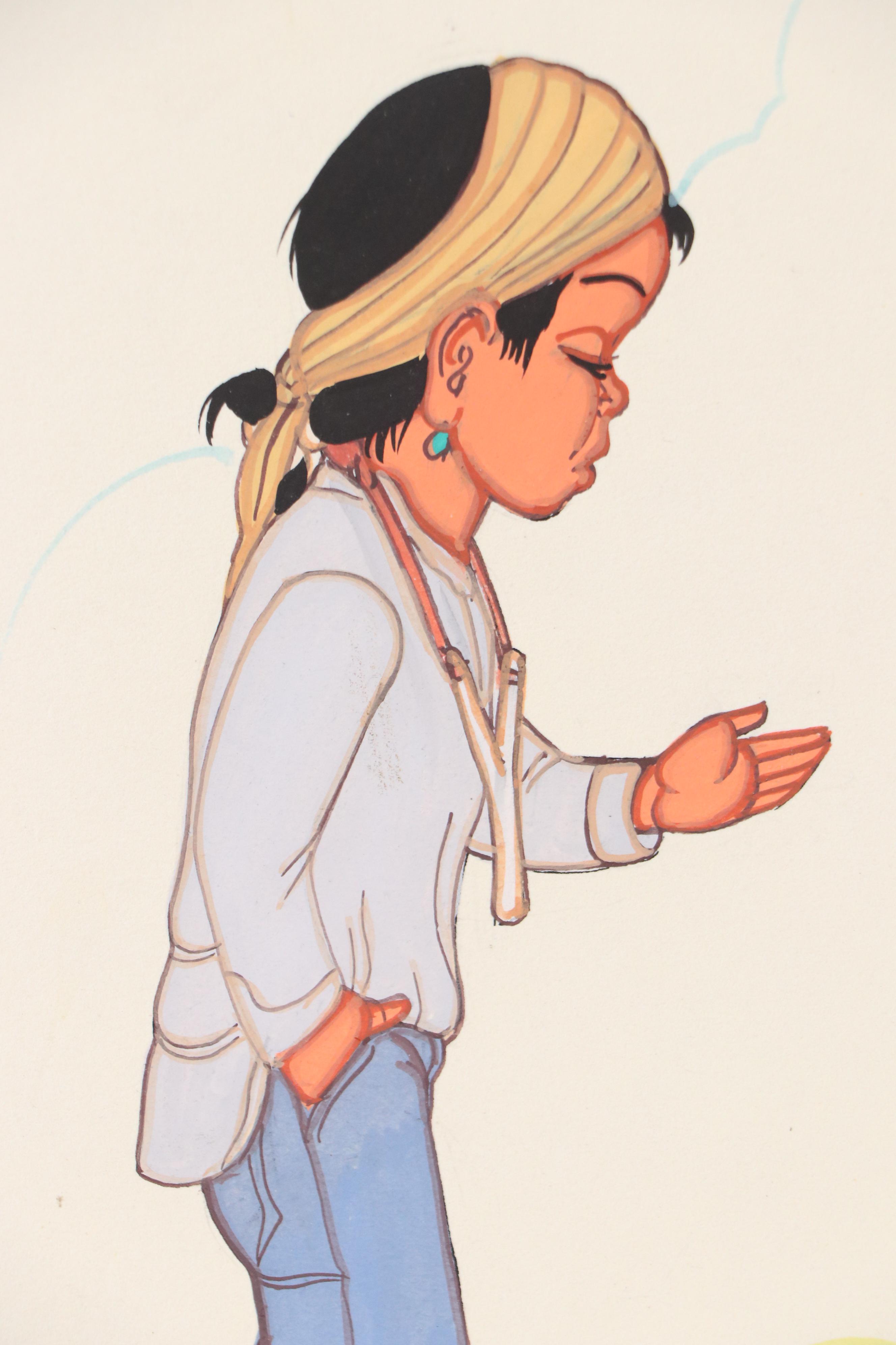 Beatien (Little No Shirt) Yazz Southwestern Figural Gouache Painting