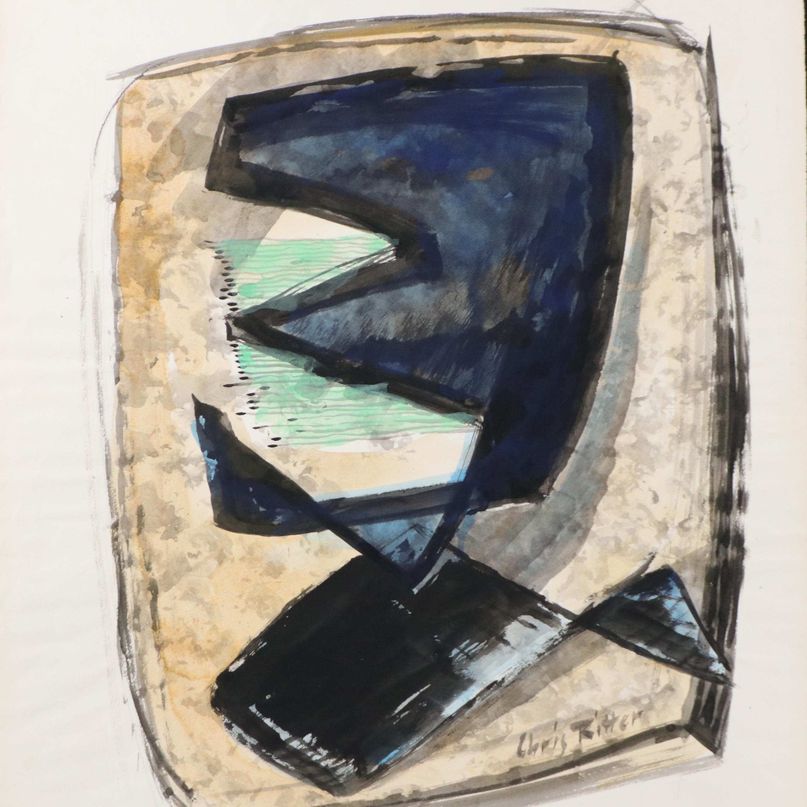 Chris Ritter Modern Watercolor Painting, Mid–Late 20th Century