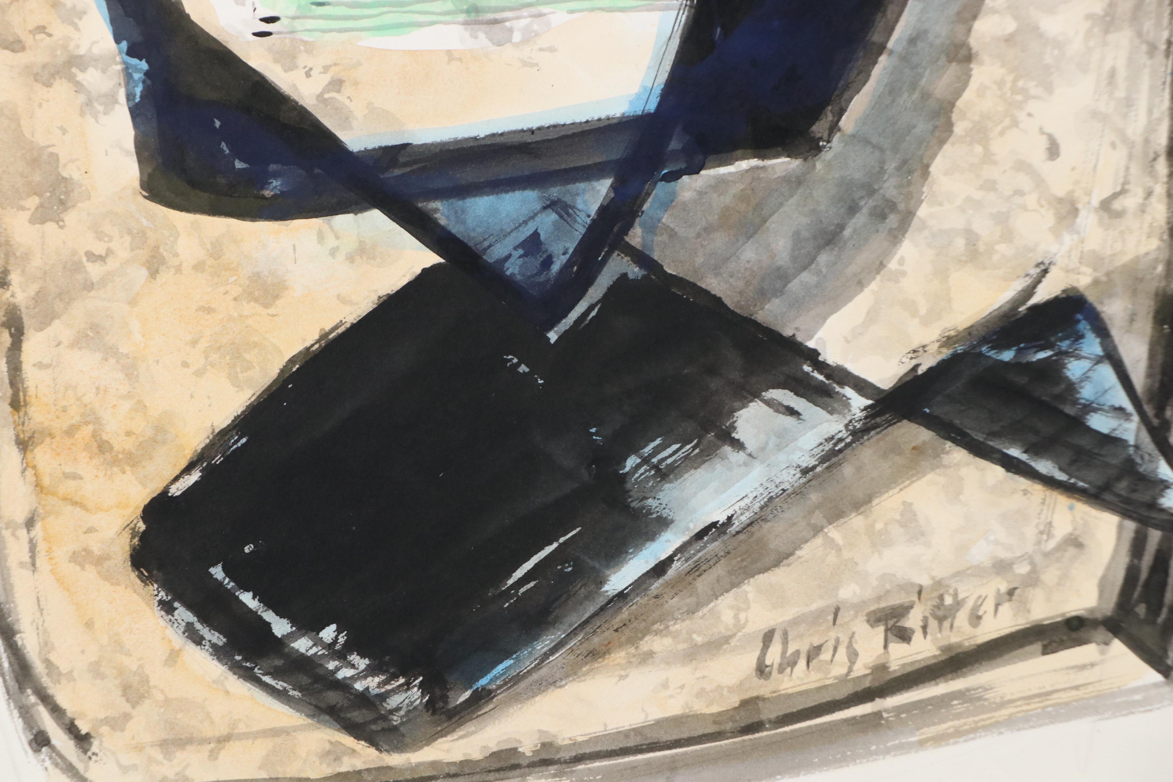 Chris Ritter Modern Watercolor Painting, Mid–Late 20th Century