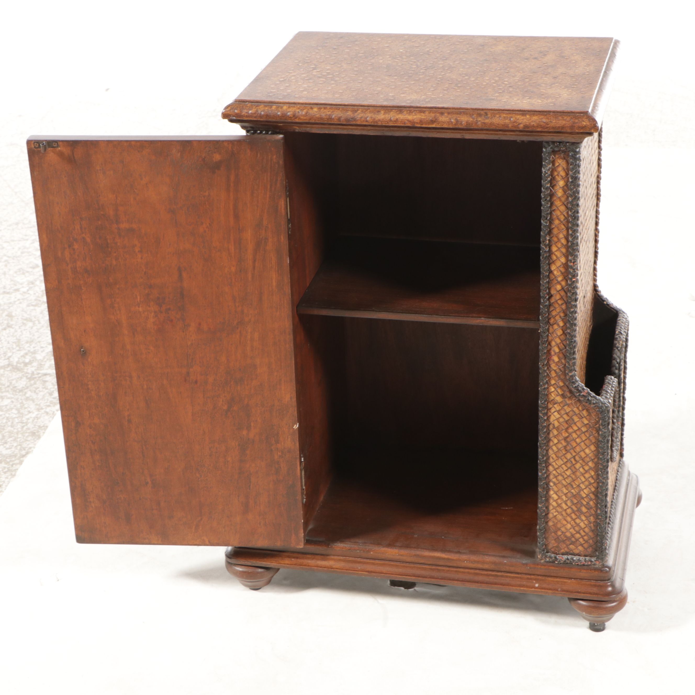 Safari Theme Wooden End Table Featuring Zebra Imagery