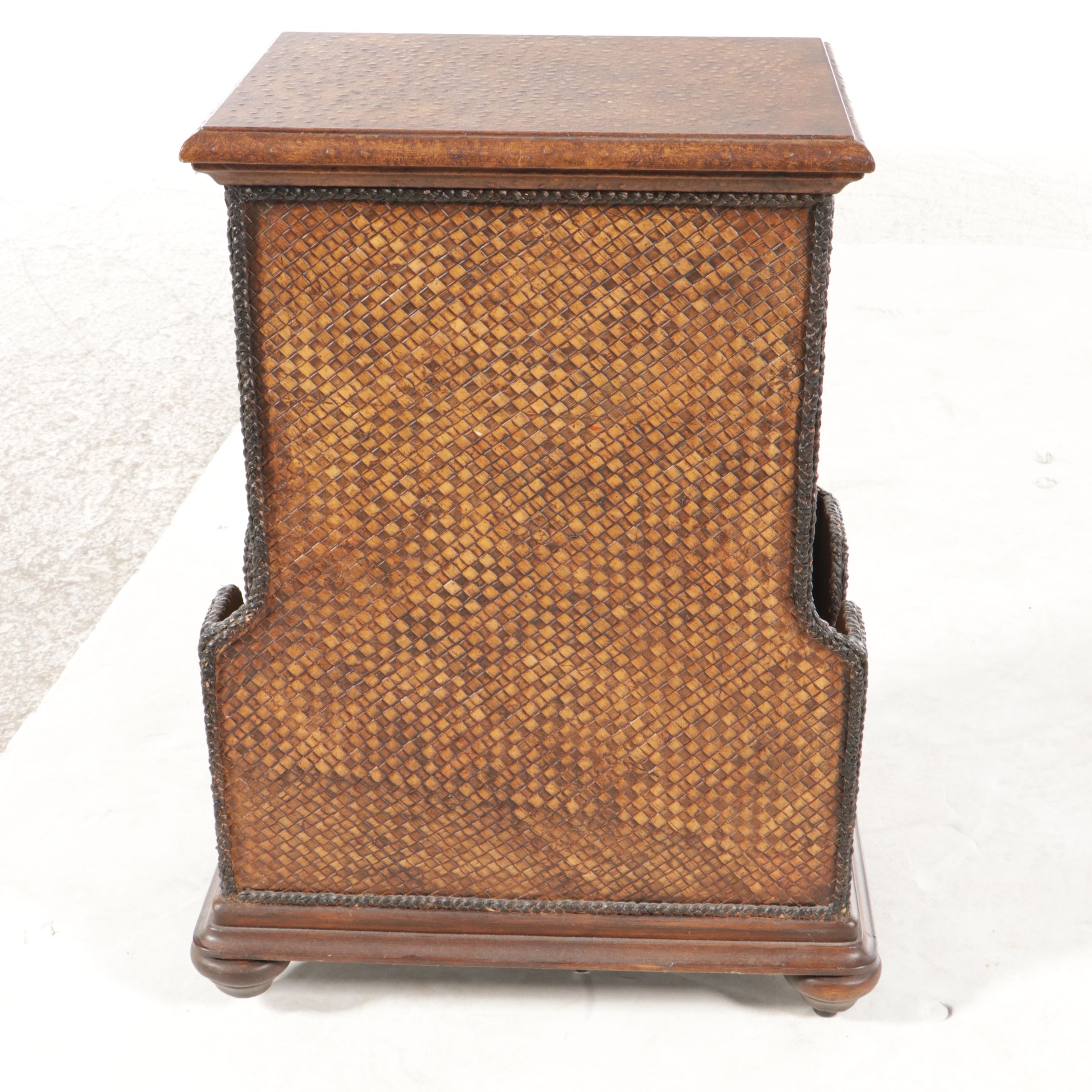 Safari Theme Wooden End Table Featuring Zebra Imagery