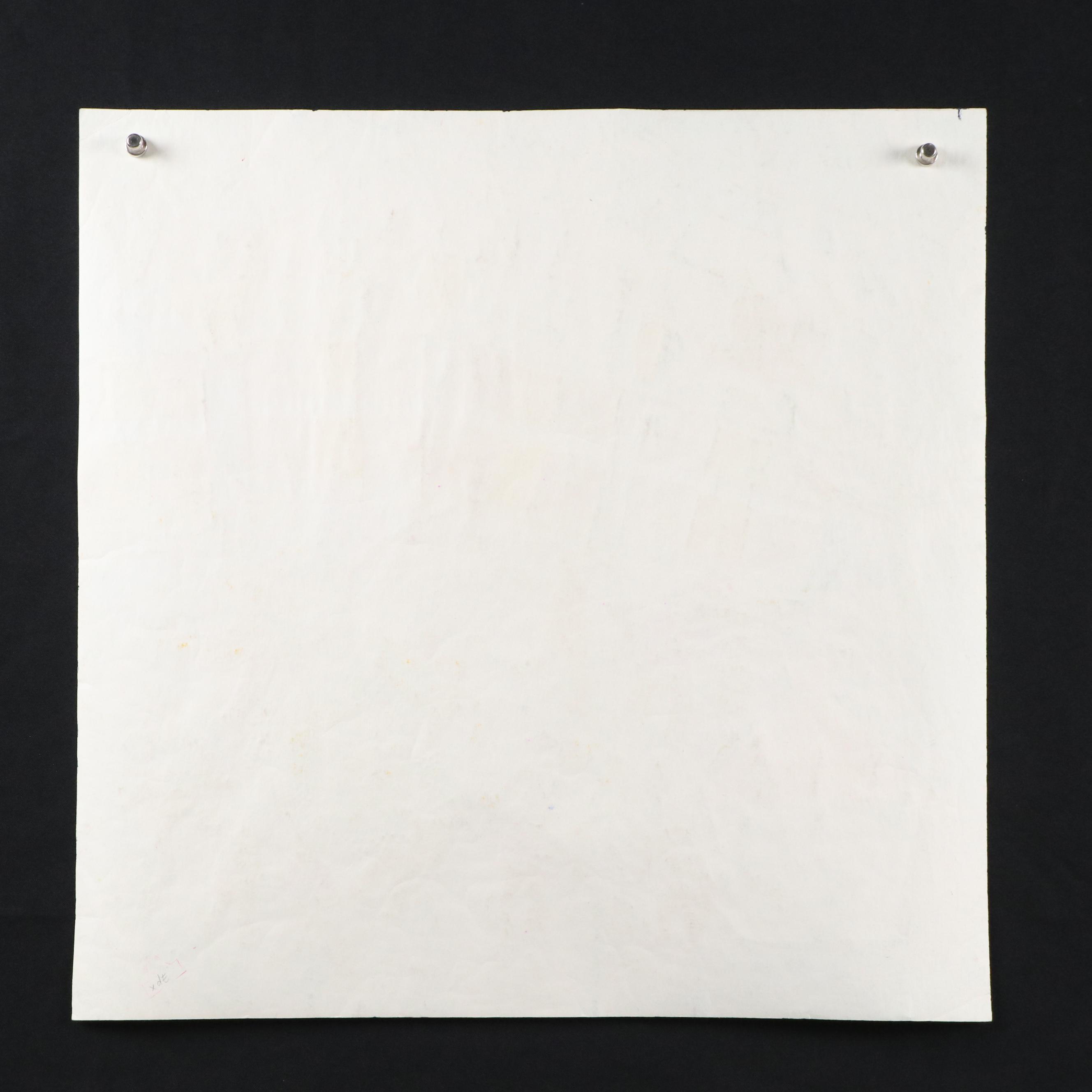 Gouache Painting of Village Scene, Late 20th Century