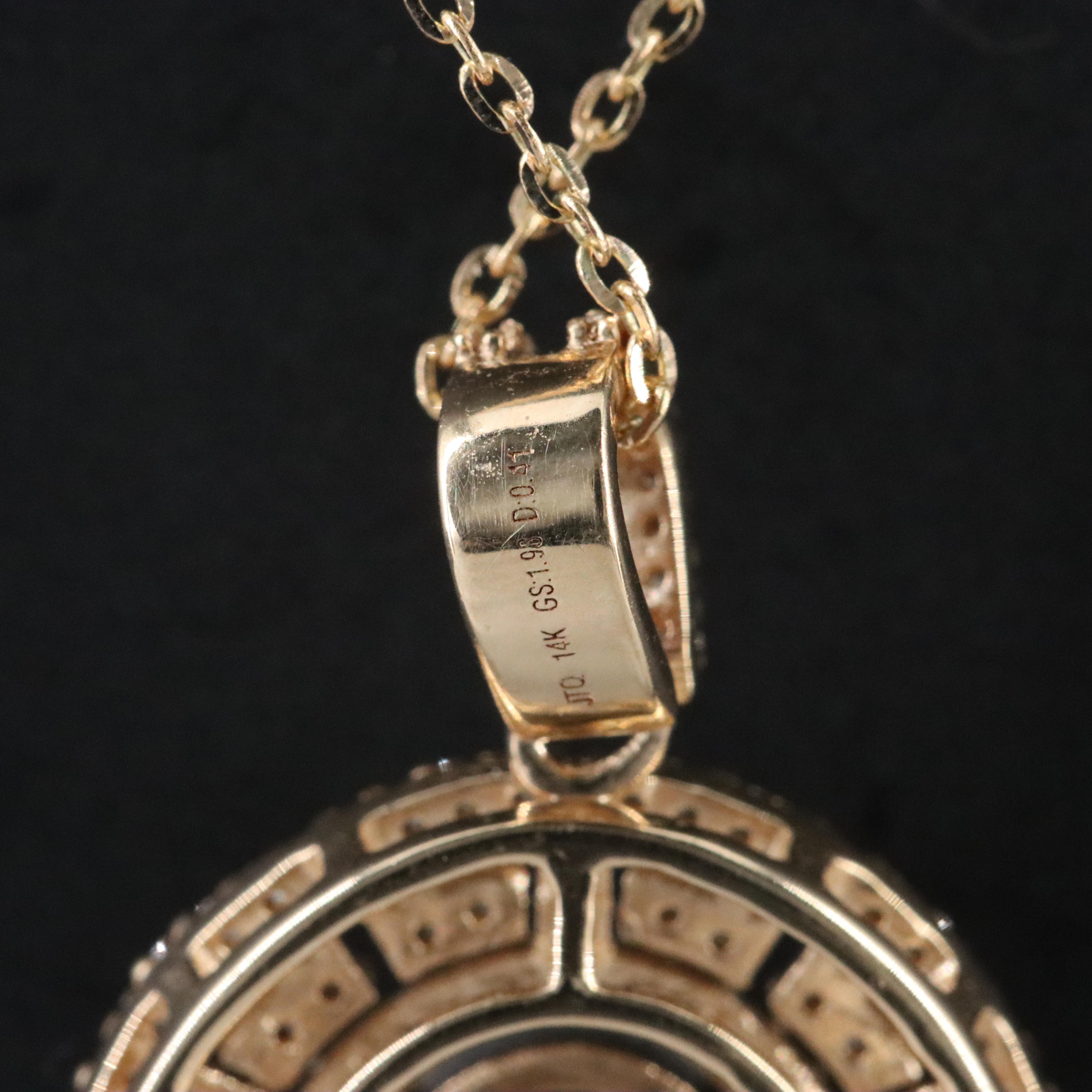 14K 1.50 CT Emerald and Diamond Pendant Necklace