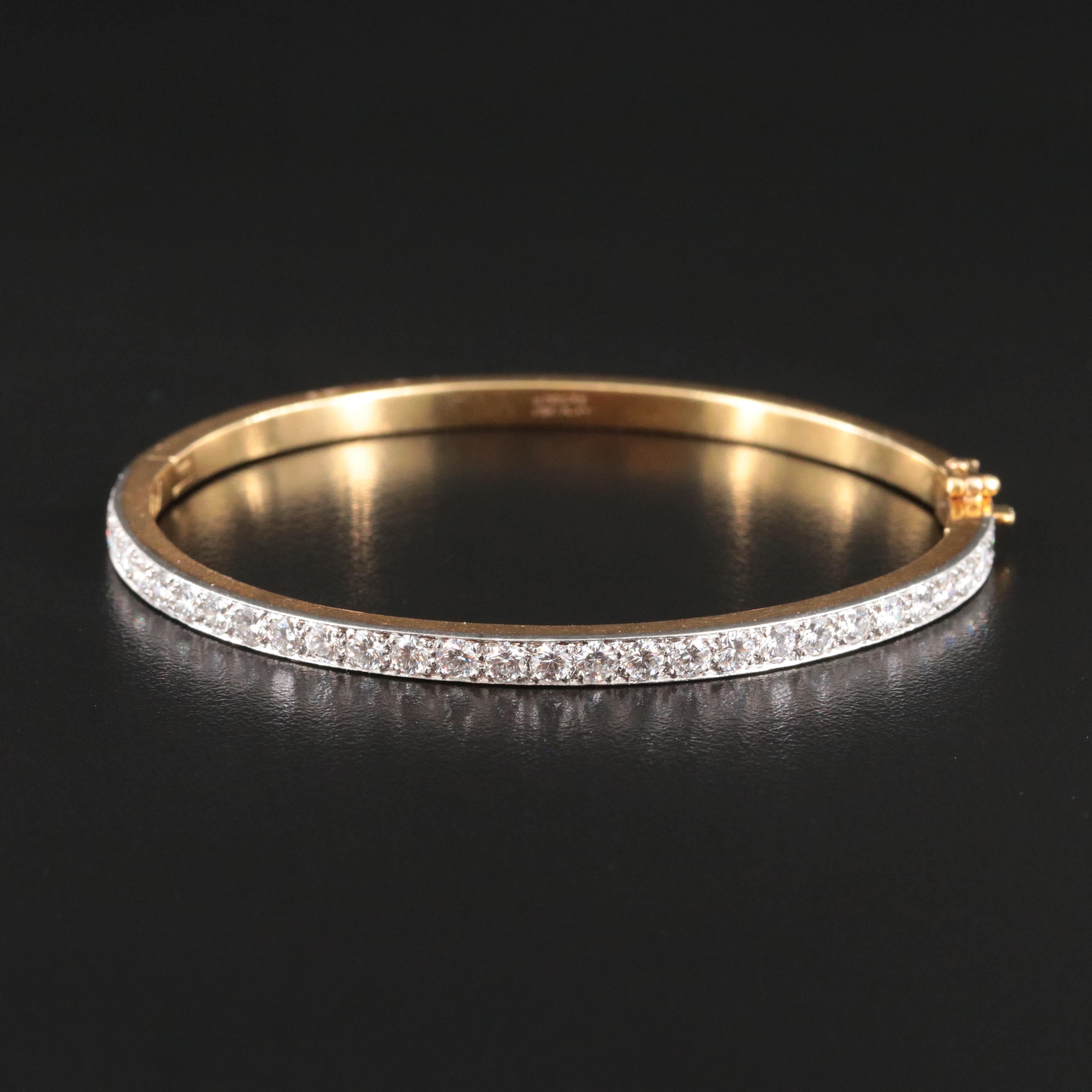 Oscar Heyman Bros. 18K 2.50 CTW Diamond Hinged Bracelet with Platinum Settings