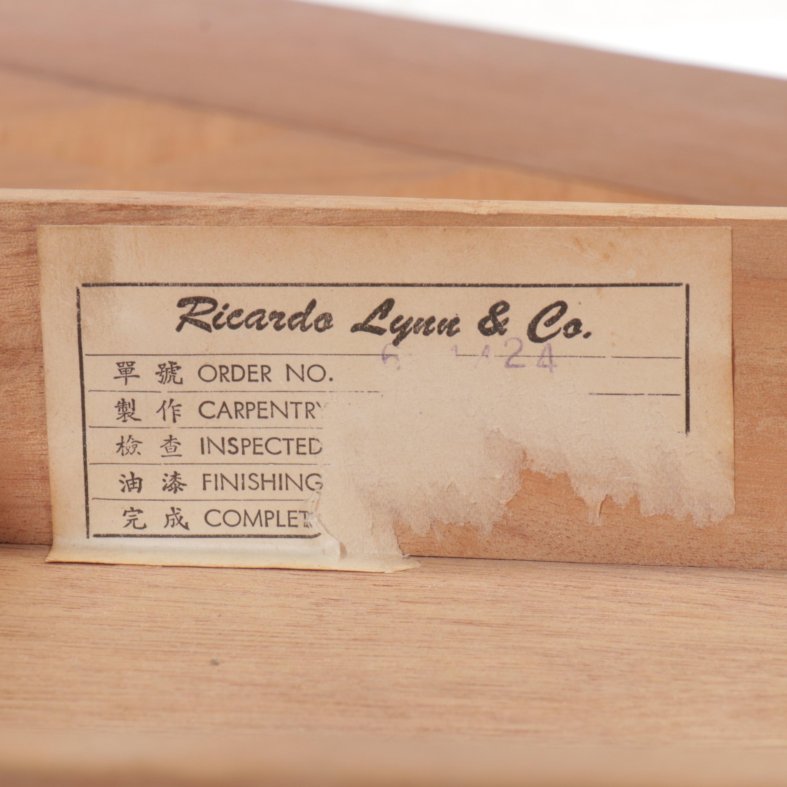 Ricardo Lynn & Co. Chinese Wooden Checkerboard Games Table with Chess Pieces