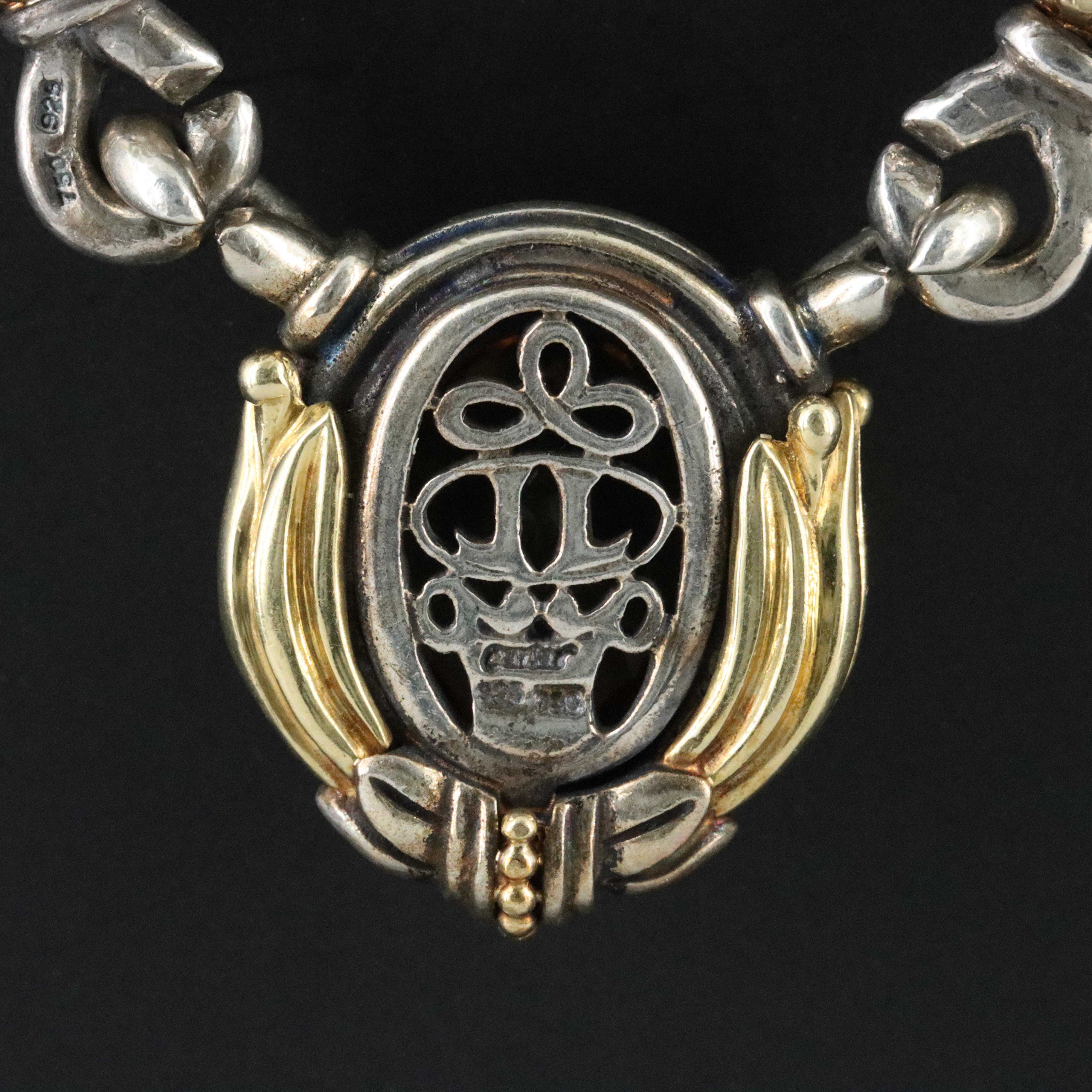 Caviar Sterling and 18K Citrine Foliate Necklace