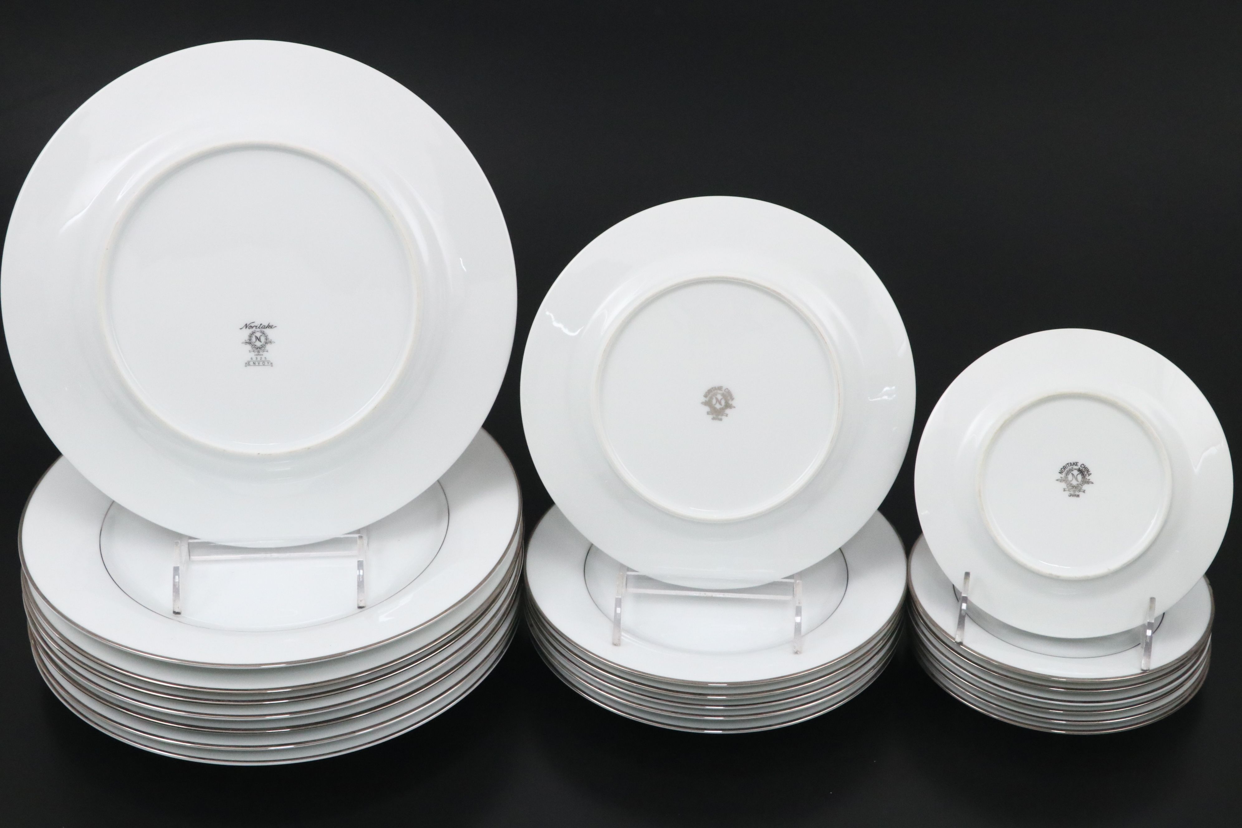 Noritake "Envoy" Platinum Trim Ceramic Dinnerware, Mid to Late 20th Century