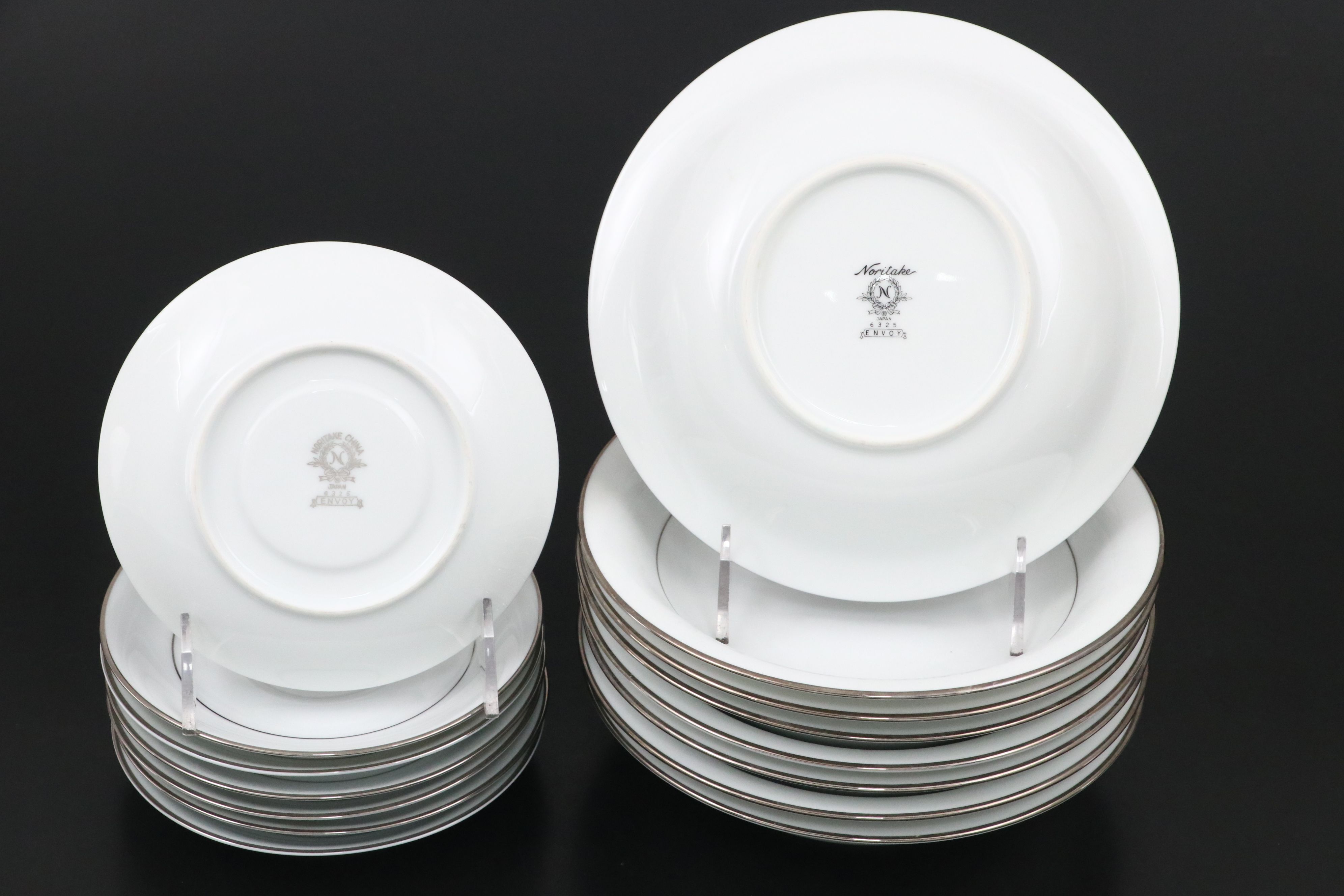 Noritake "Envoy" Platinum Trim Ceramic Dinnerware, Mid to Late 20th Century