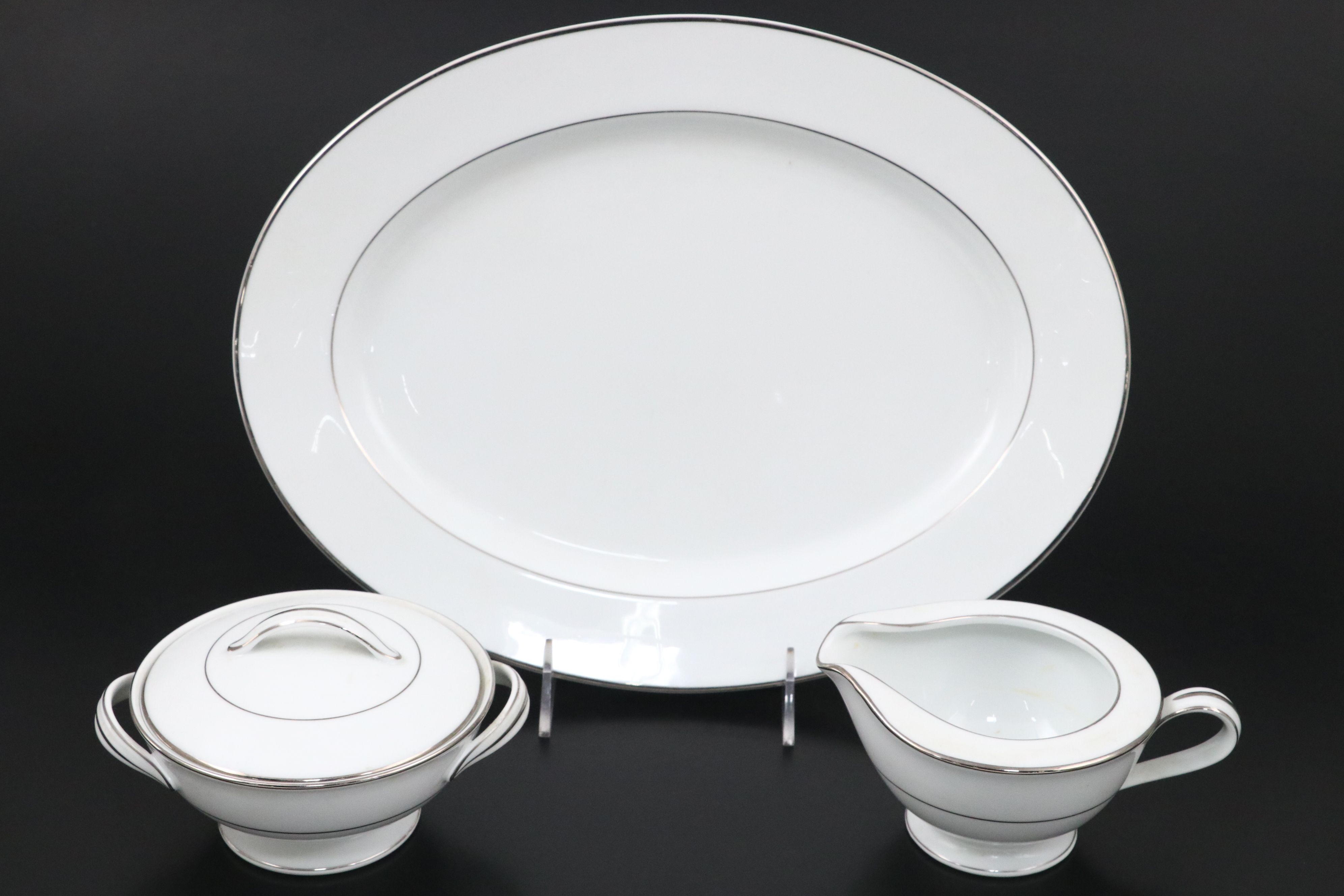 Noritake "Envoy" Platinum Trim Ceramic Dinnerware, Mid to Late 20th Century