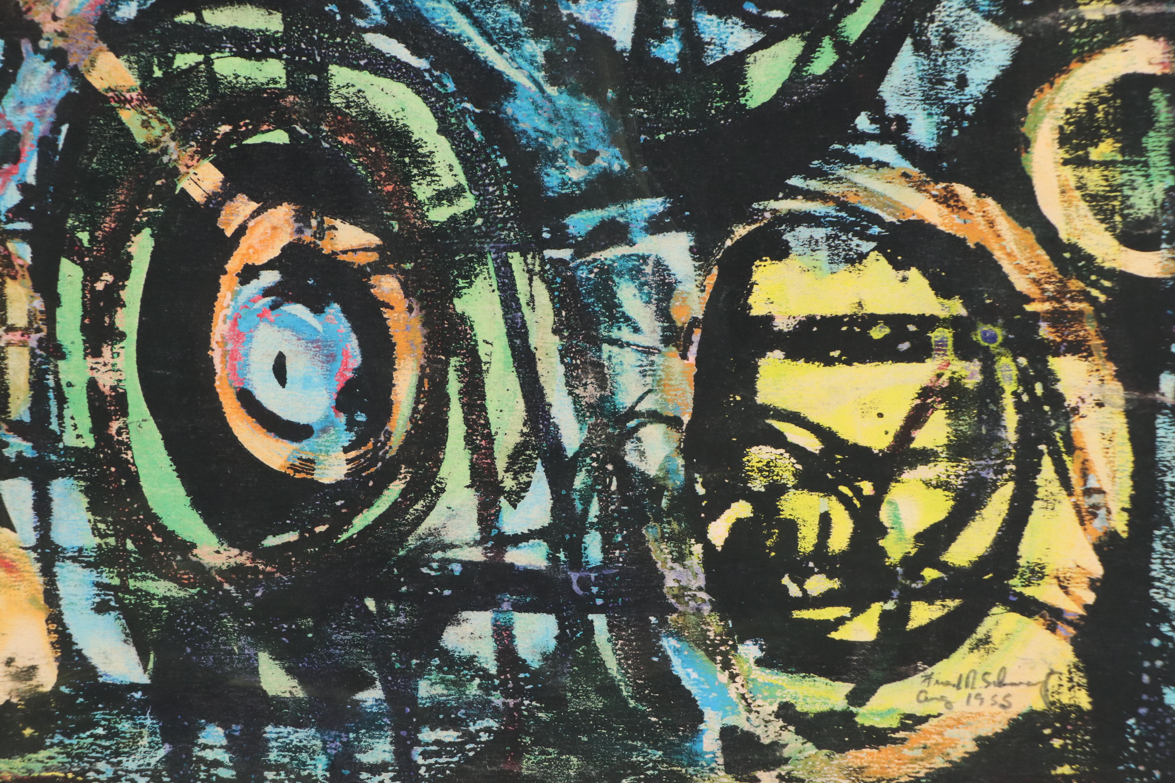 Fred R. Schwartz Color Lithographs of Sailboat and Abstract Composition, 1955