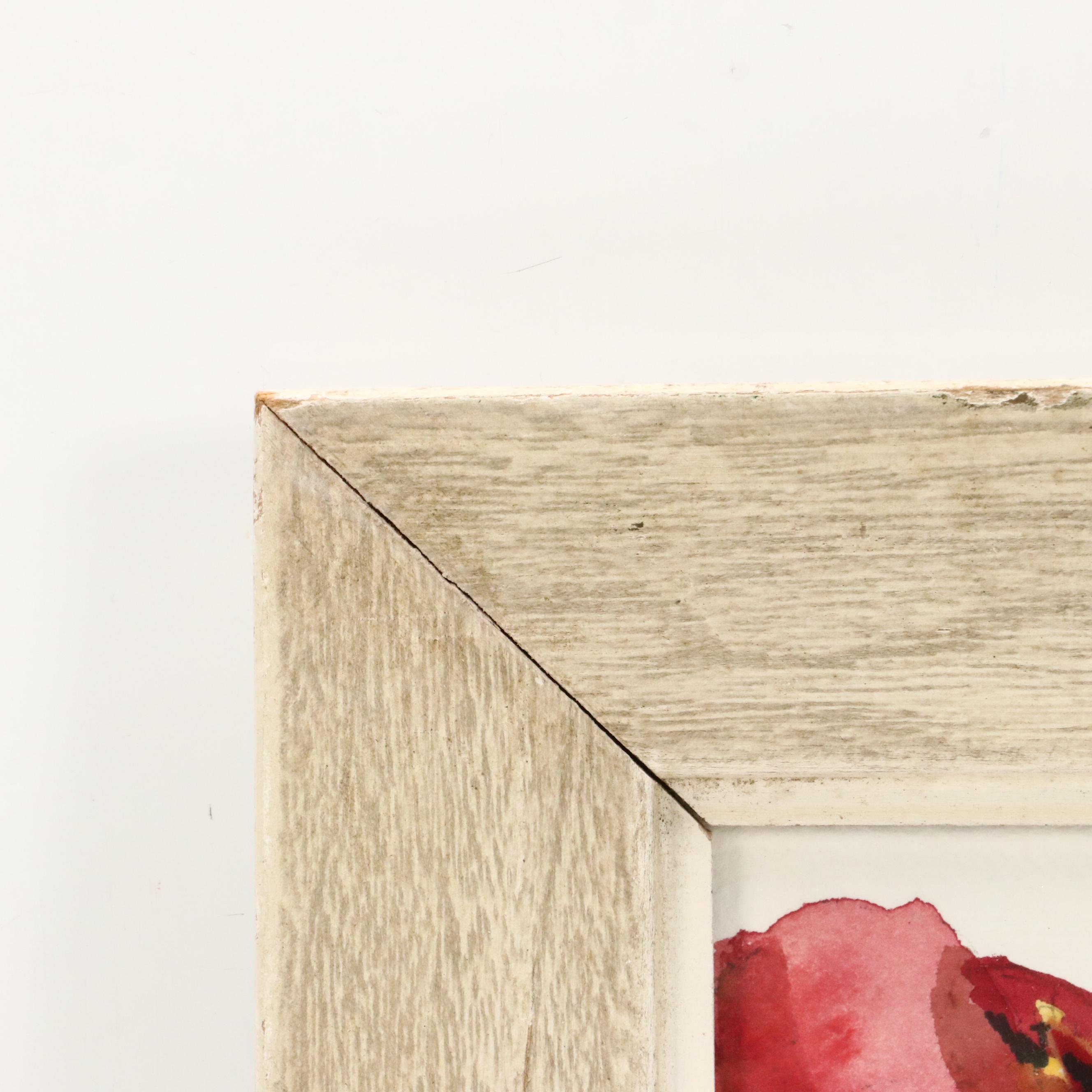 Mixed Media Painting of Poppies with Textile Collage Details