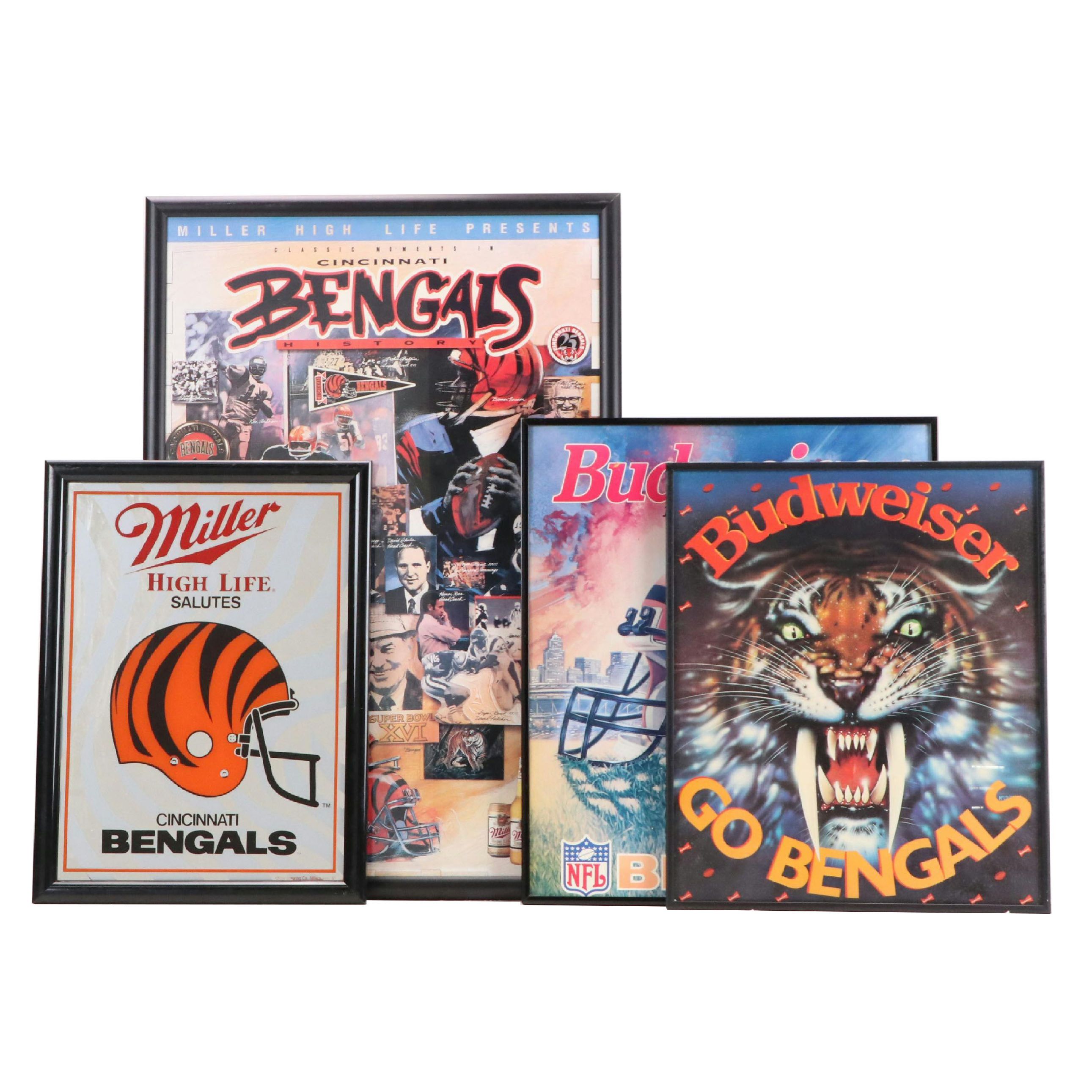 Collection of Budweiser and Miller High Life Prints for Cincinnati Bengals