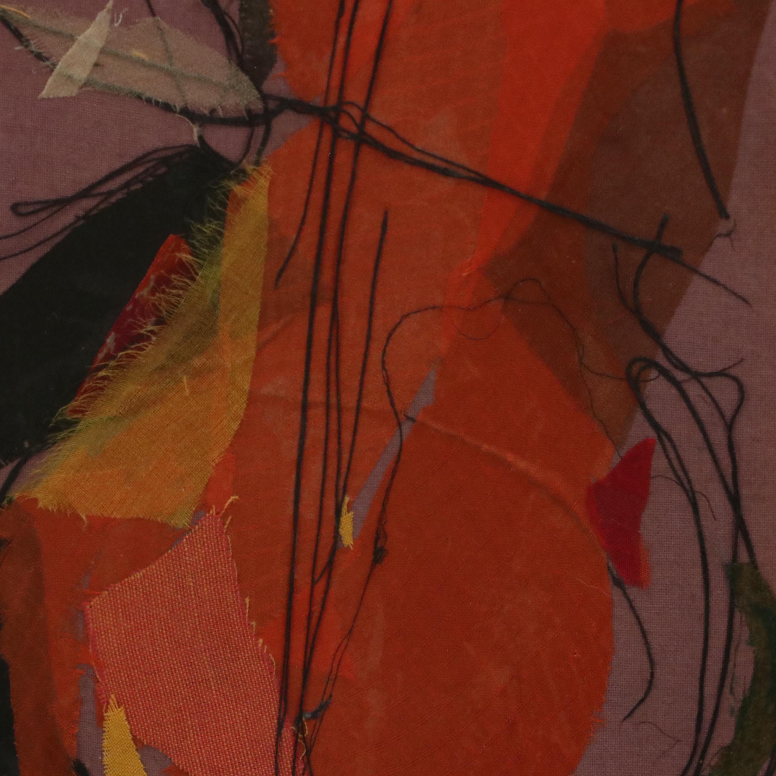 Ella Ra'ayoni Textile Collage of Musician Playing Cello