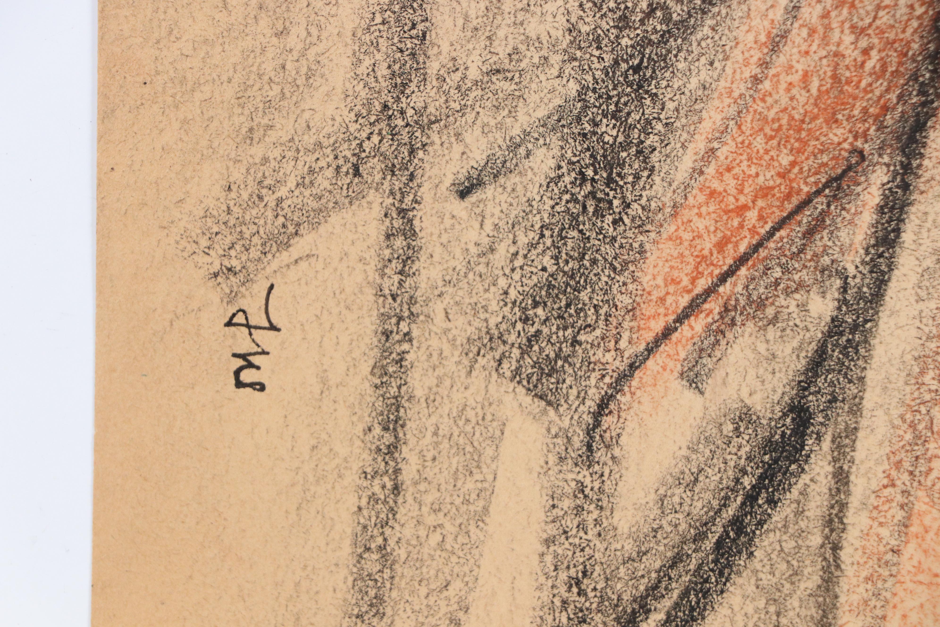 Fred R. Schwartz Figural Oil Pastel Drawings of Nude Women, Mid-20th Century