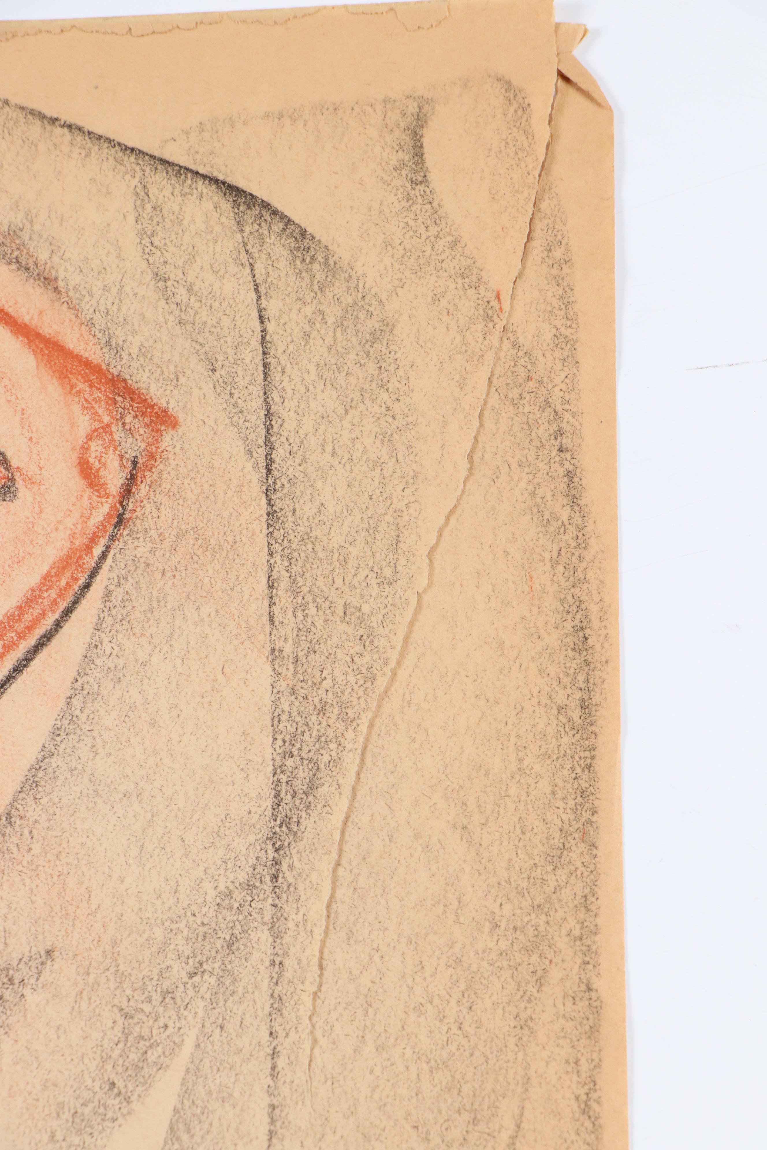 Fred R. Schwartz Figural Oil Pastel Drawings of Nude Women, Mid-20th Century