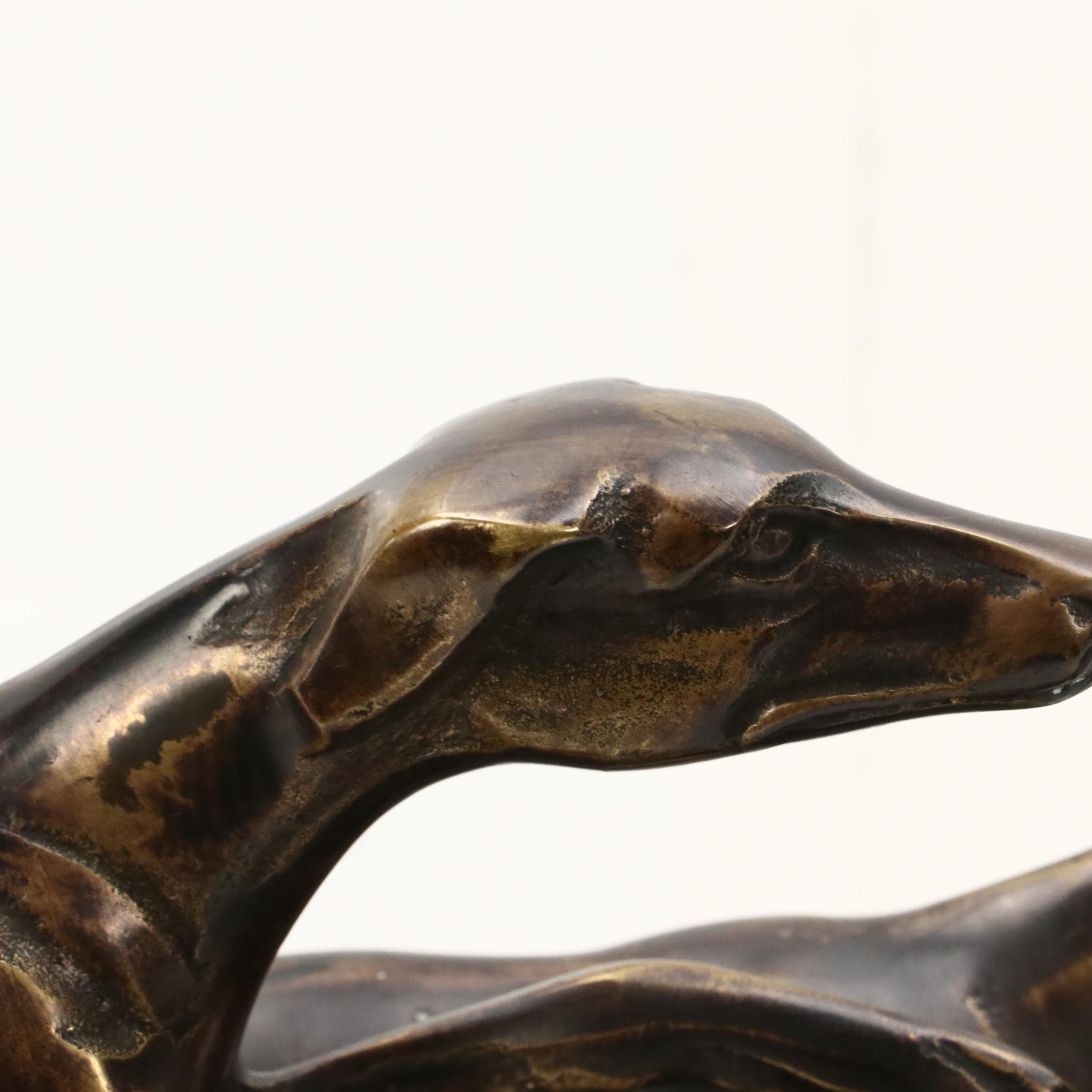 Patinated Cast Spelter Statue of Three Running Greyhounds